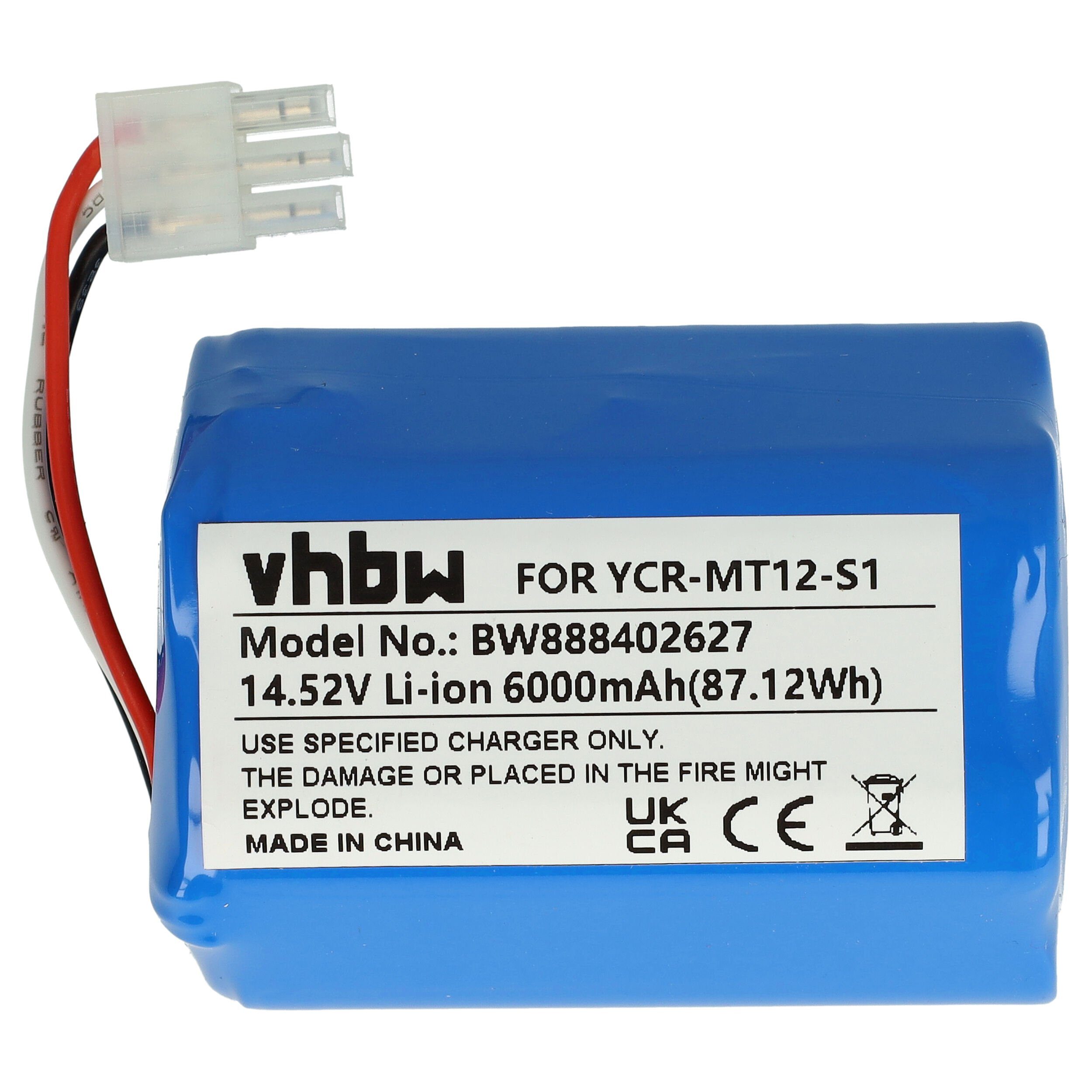 vhbw Ersatz für iClebo YCR-M07-20W, YCR-MT12-S1 für Staubsauger-Akku Li-Ion 6000 mAh (14,52 V)