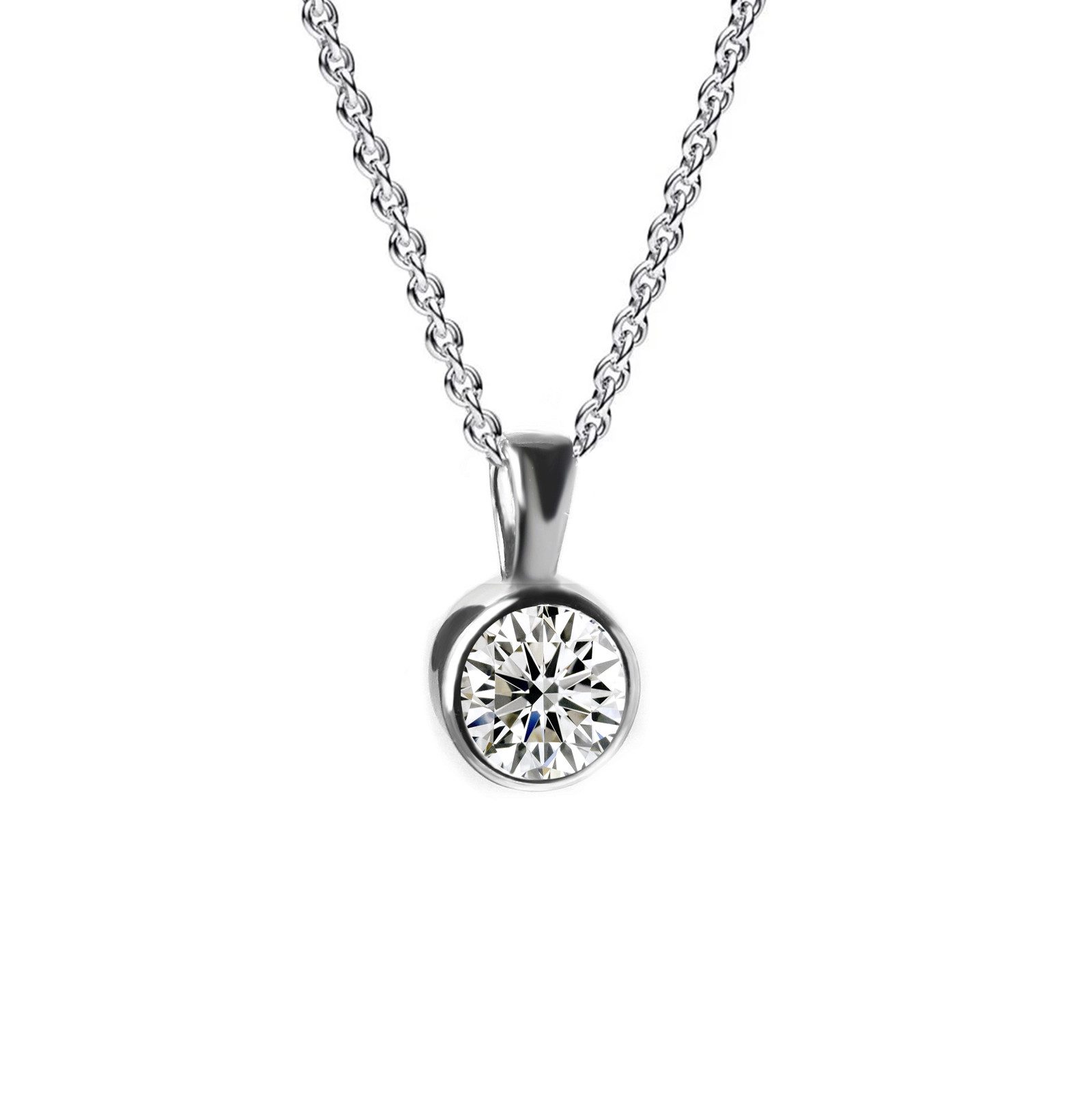 Edellis Kette mit Einhänger Halskette Damen Sterling Silber rhodiniert mit 2CT Moissanit Anhänger