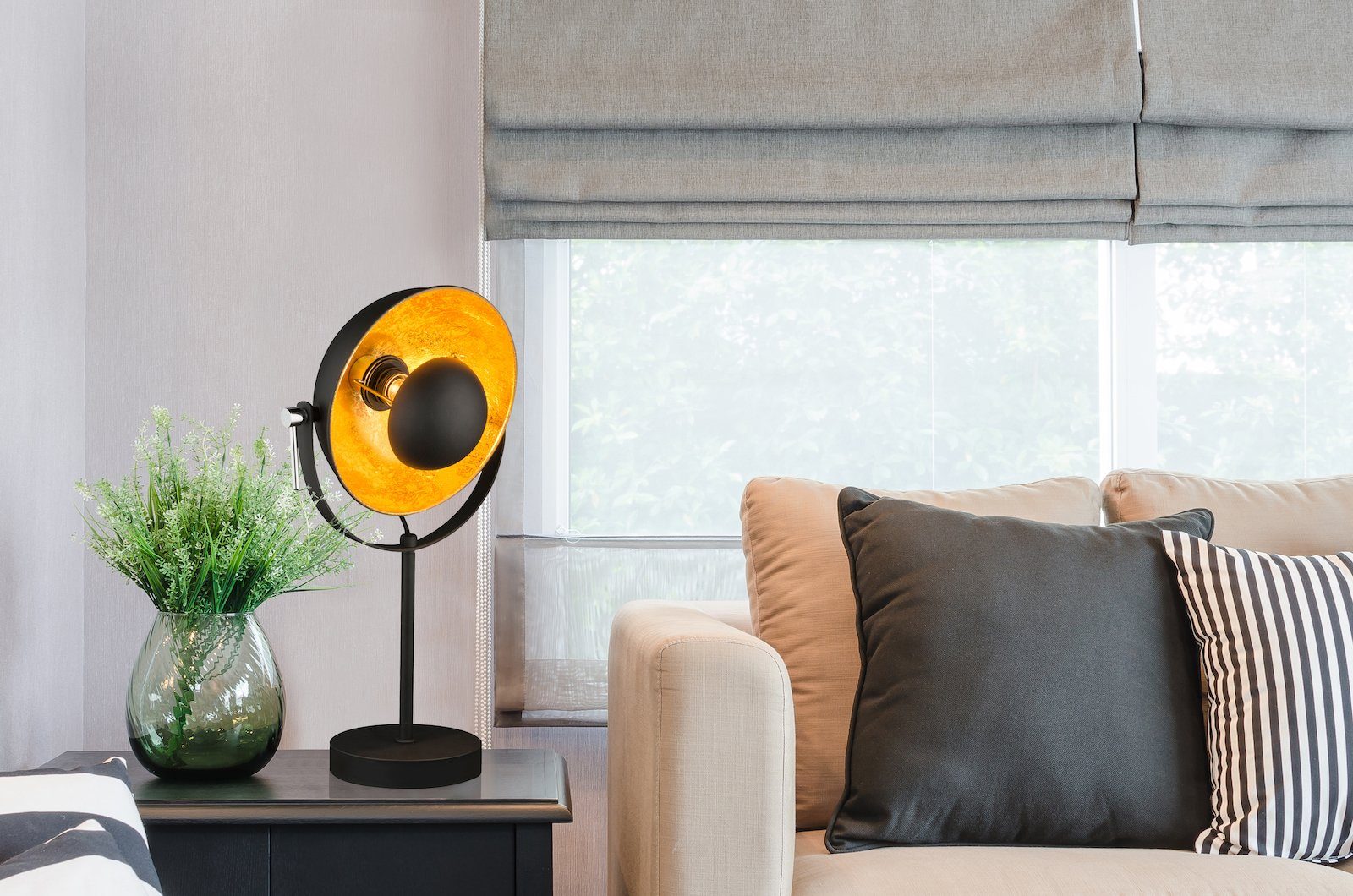 Metall schwarz Globo E27 Wohnzimmer Tischlampe gold Tischleuchte Tischleuchte GLOBO