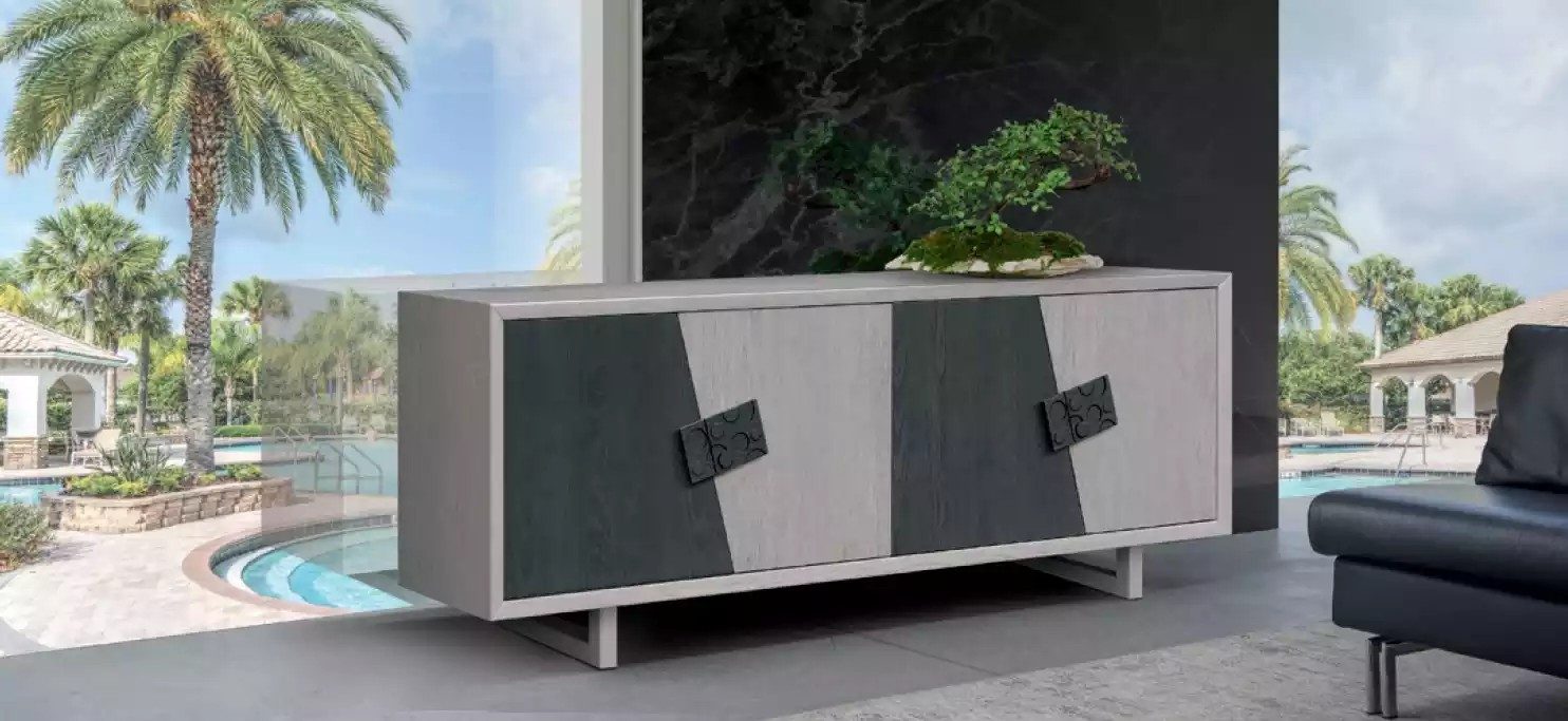JVmoebel Kombikommode Graue Holzkommode im modernen Design für das Wohnzimmer (Sideboard), Made in Europa