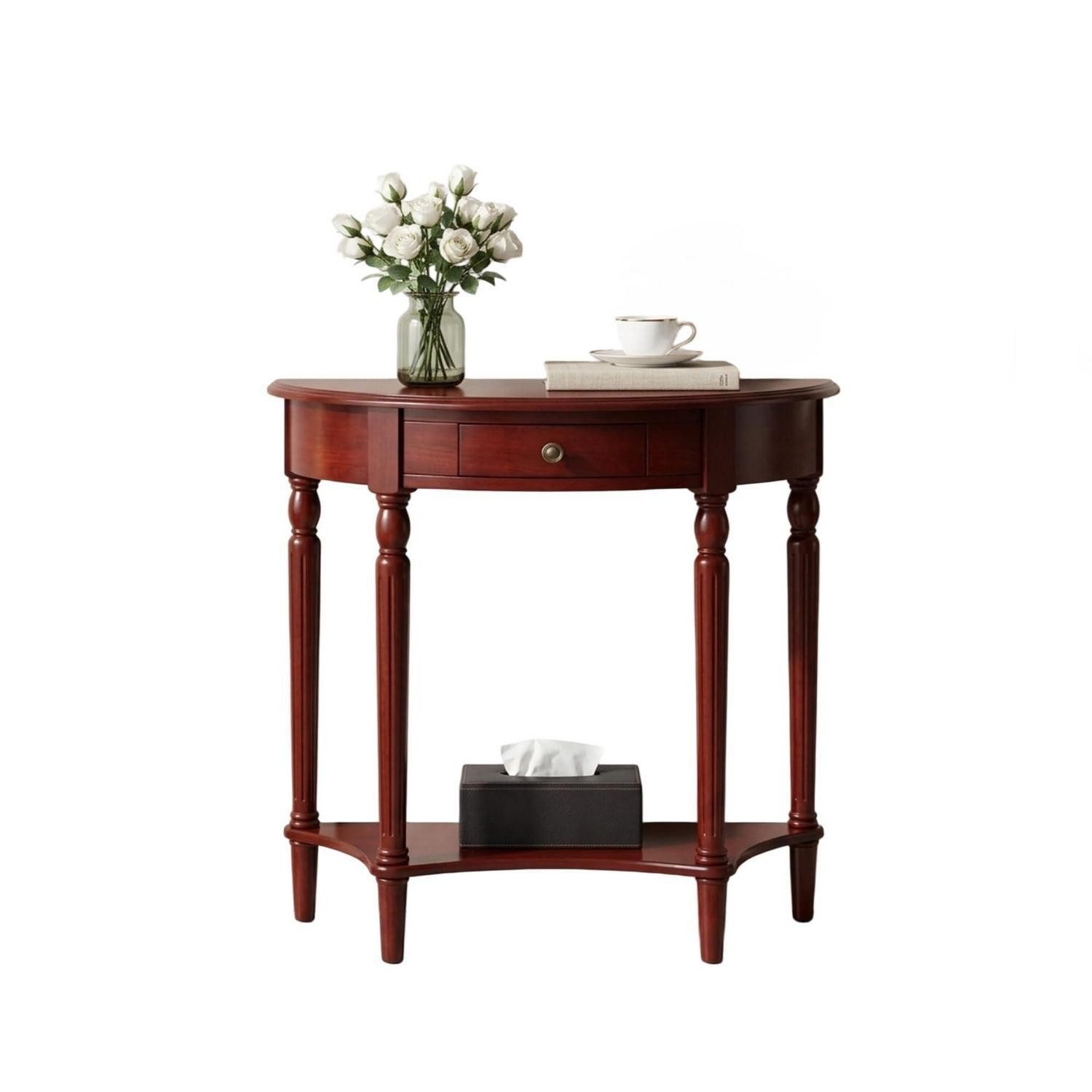 LuxusKollektion Konsolentisch Konsolentisch Halbmond Teak 60cm (1-St)