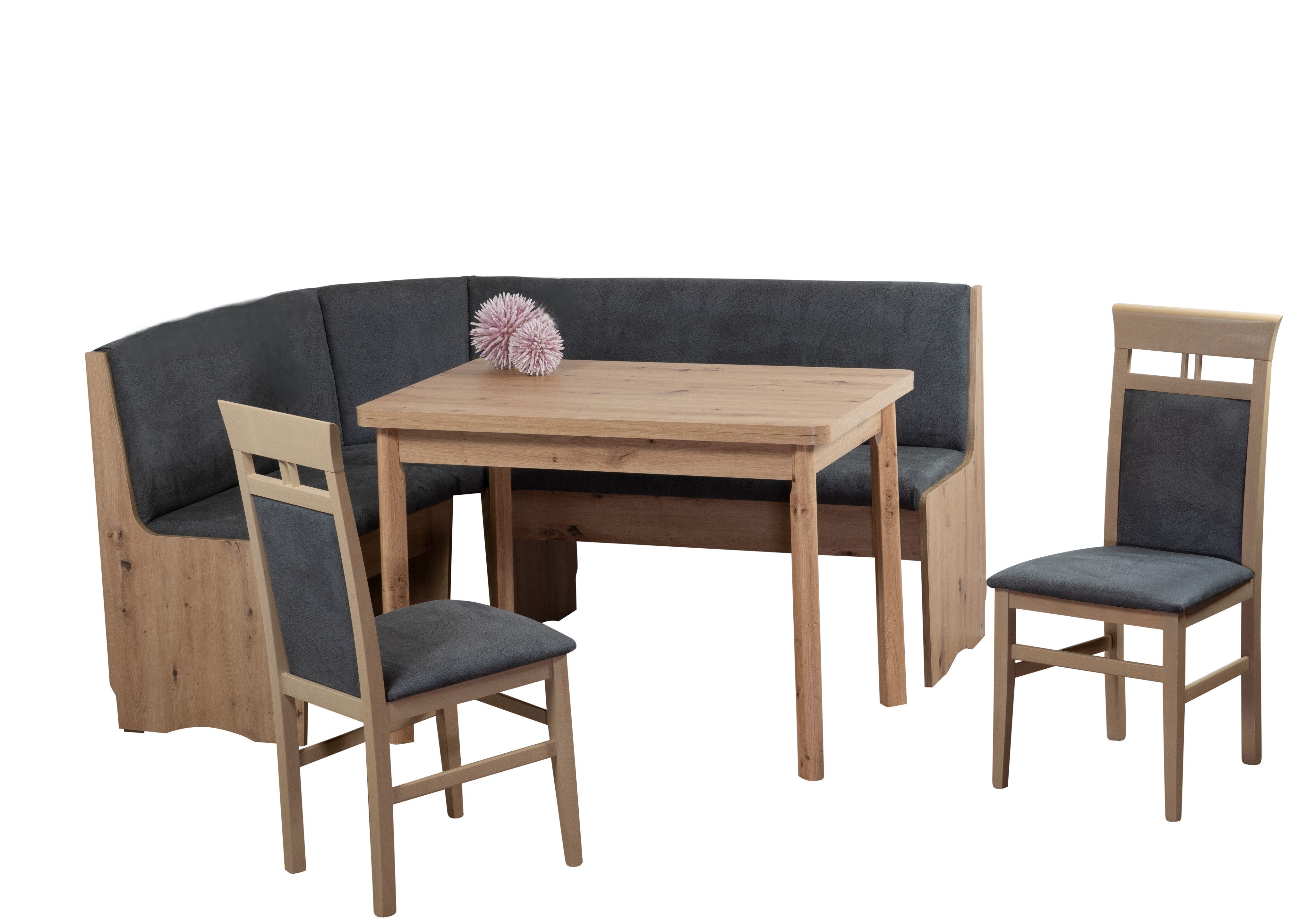 Stolebaenk Eckbankgruppe Duisburg Artisan Titanic Ibiza PE/MA, (Eckbankgruppe, 1 x Eckbank, 1 x Tisch, 2 Stühle), Eckbank beidseitig aufbaubar