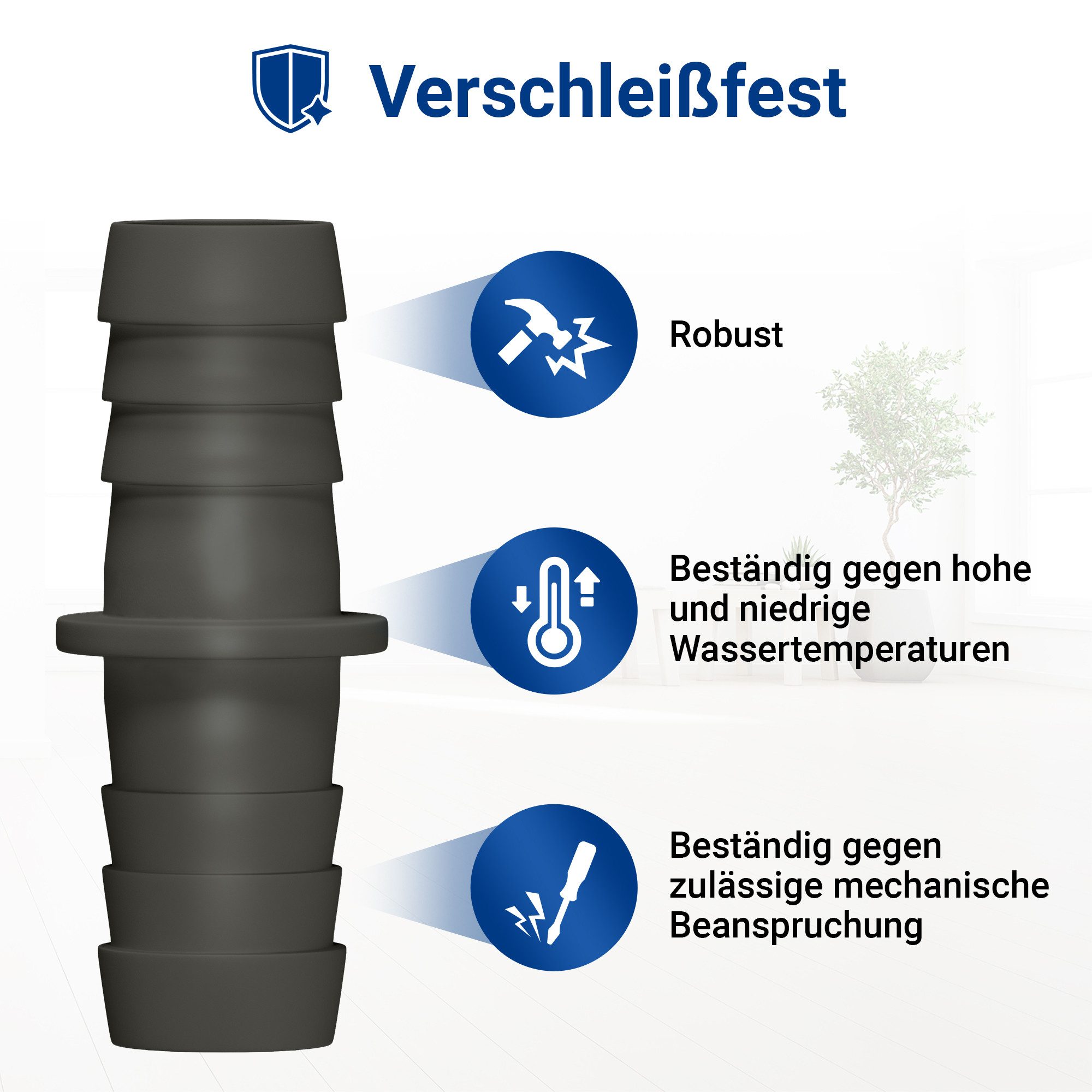 VIOKS Schlauchverbinder Verbindungsstück Ablauchschlauchverbinder, mit 2 Schlachschellen 18-28mm für Spül- und Waschmaschine – Bild 5 von 5