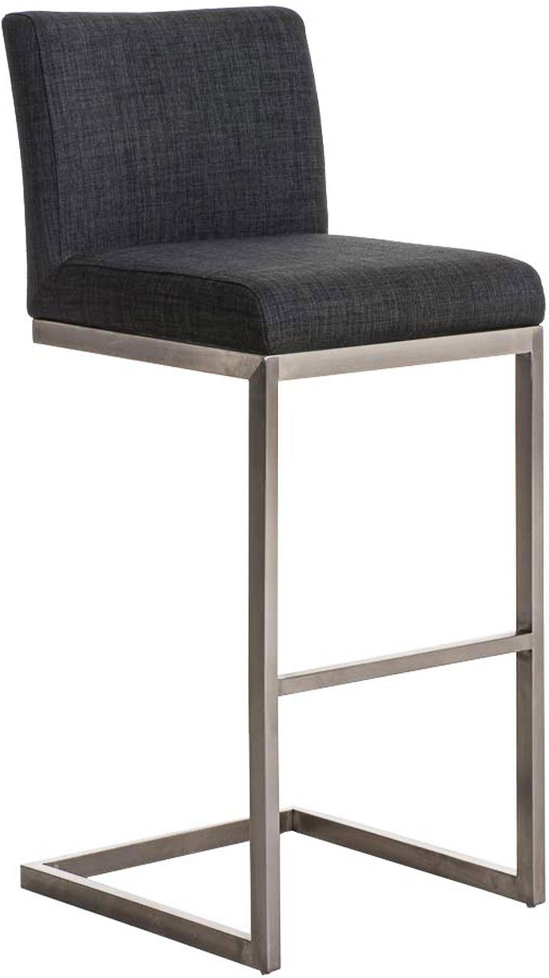 CLP Barhocker Paros Stoff (1er, 1 St., 1er), matt gebürstetes Edelstahl mit Fußablage