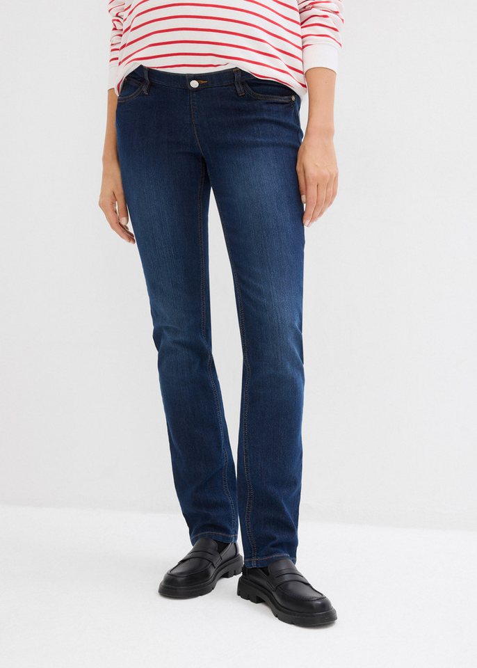 bonprix Umstandsjeans (1-tlg) regular fit, gerades Bein, breiter Bund aus Baumwolljersey, 5-Pocket