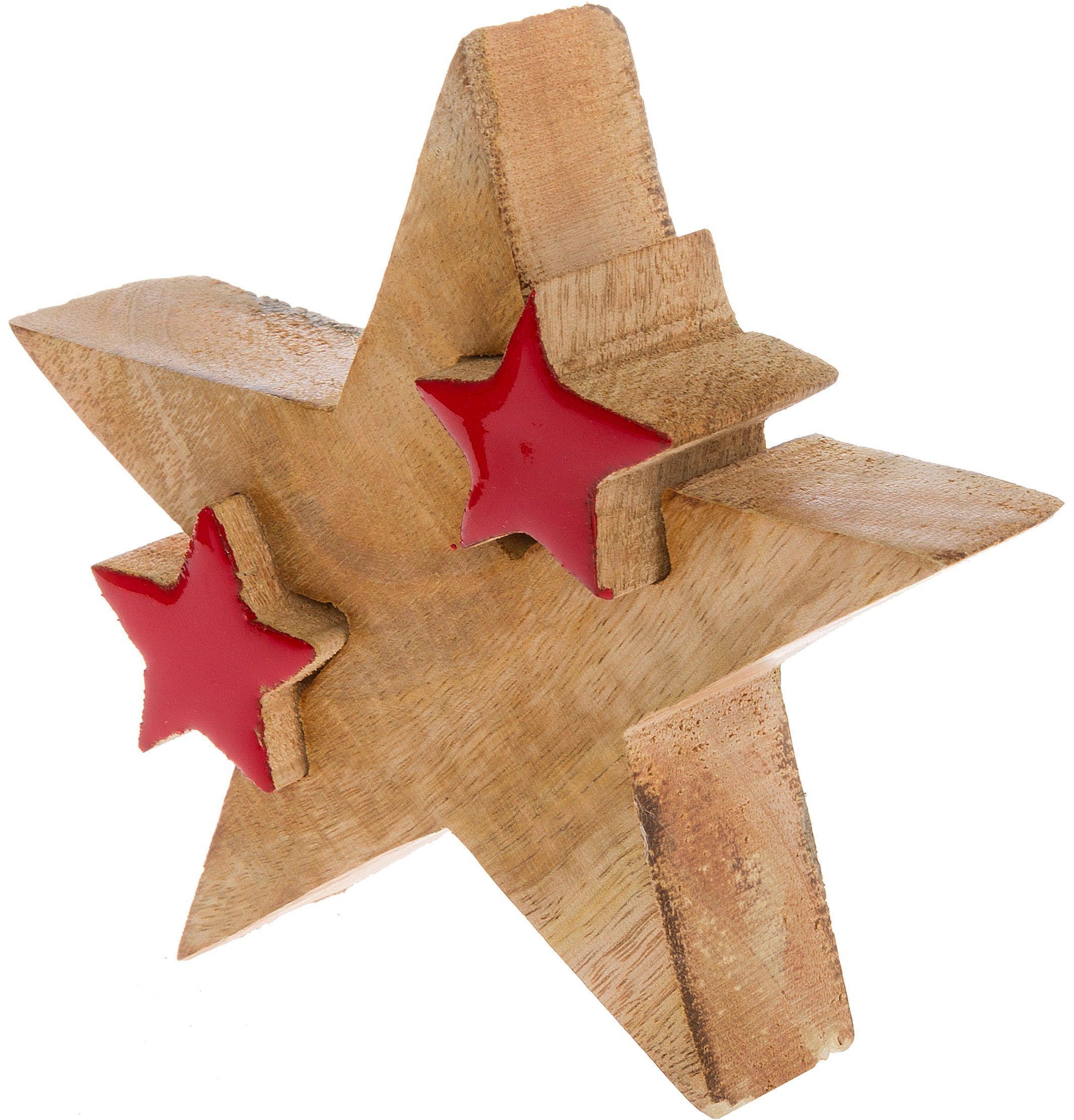 Myflair Möbel & Accessoires Dekostern Star, Deko Puzzle Stern, mit kleinen  Sternen, 2 St., Weihnachtsdeko aus Holz, Weihnachtsstern, Höhe ca. 14 cm | Dekosterne