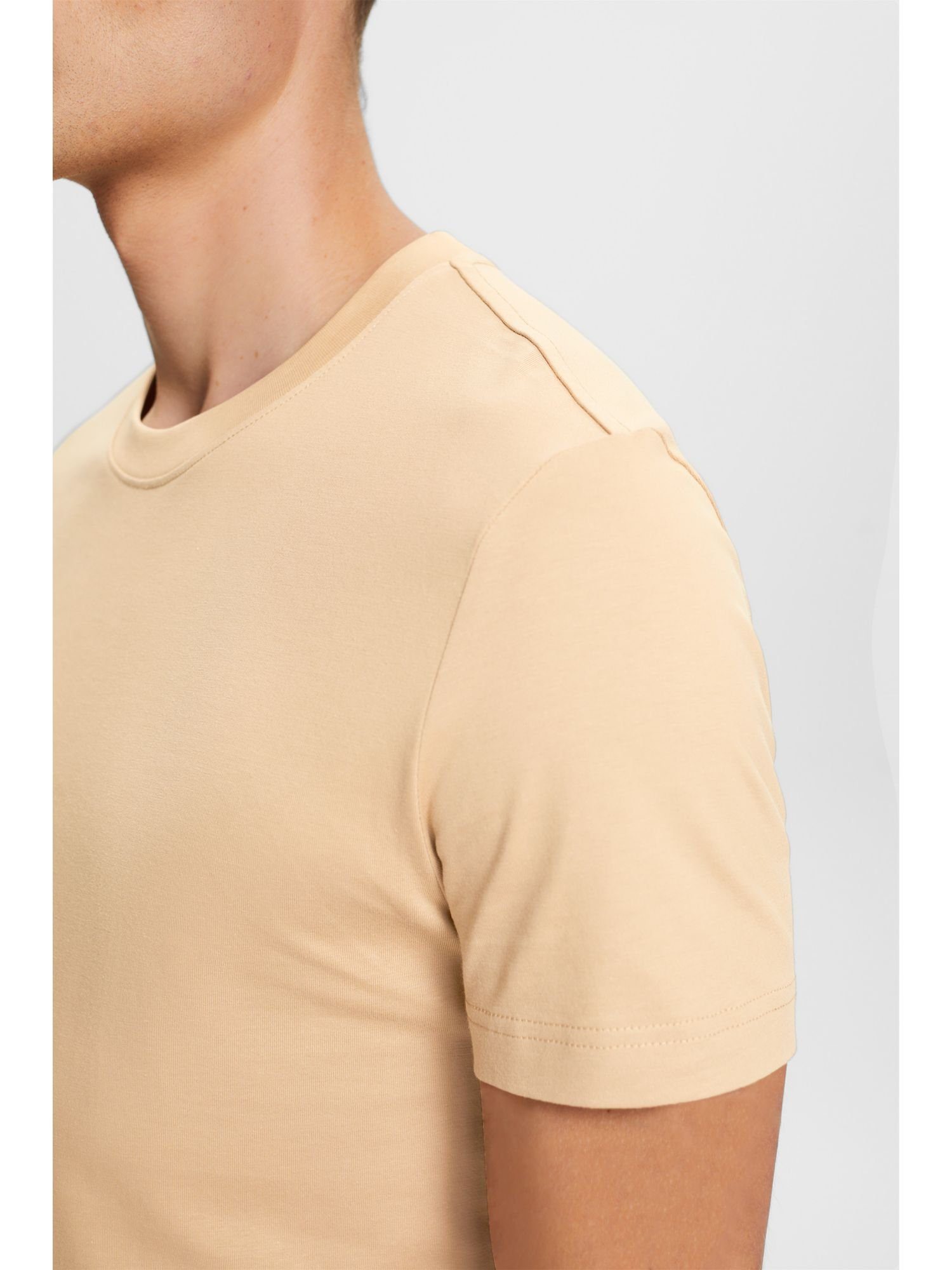 Esprit T-Shirt (1-tlg) aus BEIGE Rundhals-T-Shirt Pima-Baumwolljersey