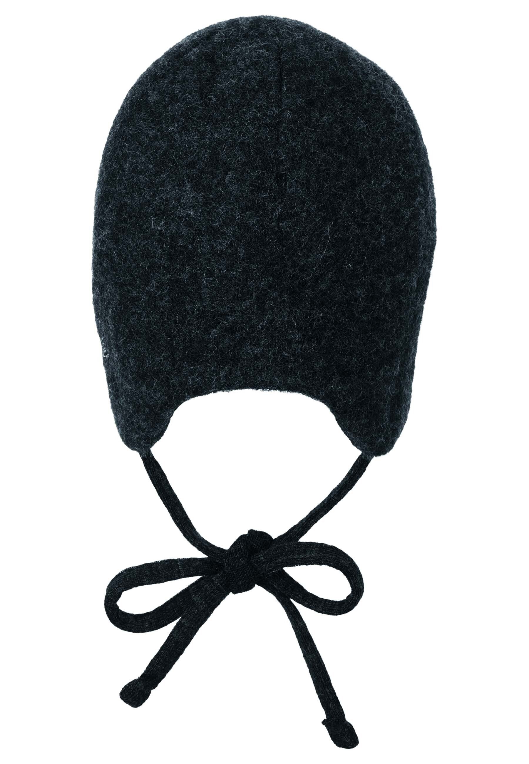 angeschnittenen (1-St., mit unifarben Bindeband aus Mütze Schlupfmütze Mütze Ohrenklappen) Wintermütze für Merinowolle Sterntaler® und weicher Beanie green Kinder Baby