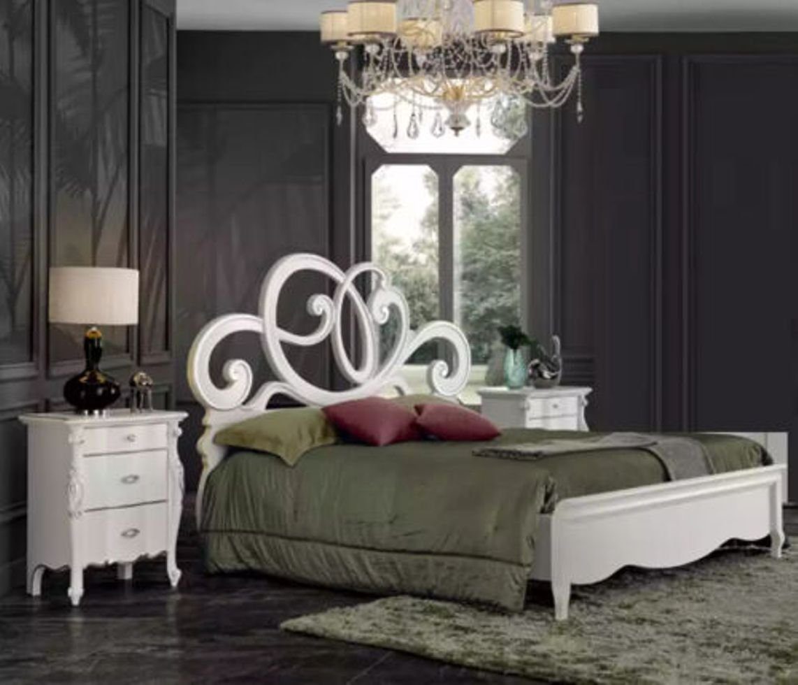 Made Luxus, Möbel Nachttische), 3 2x tlg. in Schlafzimmer-Set Bett (3-St., Modern Nachttische + Set JVmoebel Design Schlafzimmer Italy Bett 2x