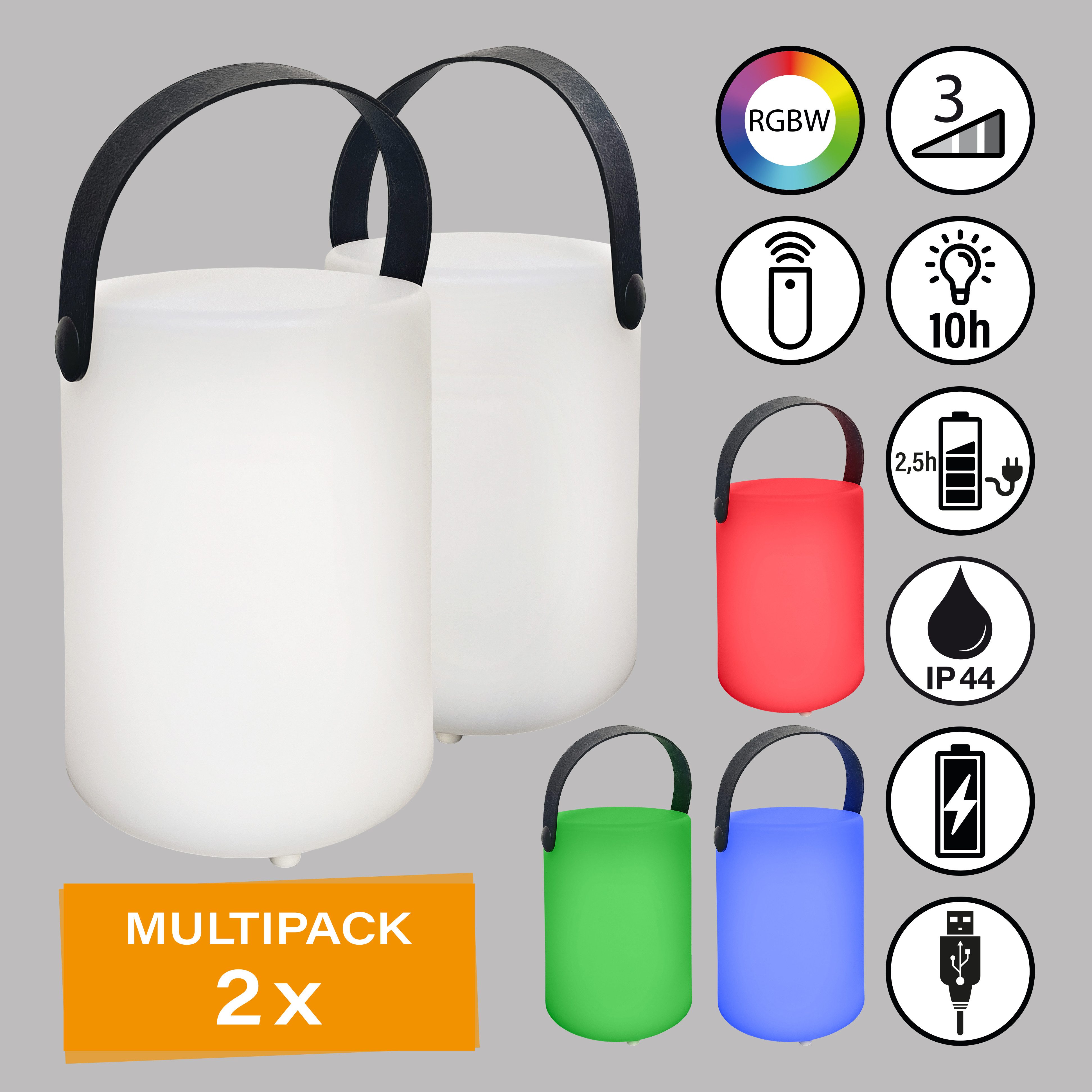 easy! BY FHL Außen-Tischleuchte Ciro, LED fest integriert, Set,LED,Mobiles Licht,Akkulampe,Dimmbar,Farbwechsel,Spritzwasserschutz