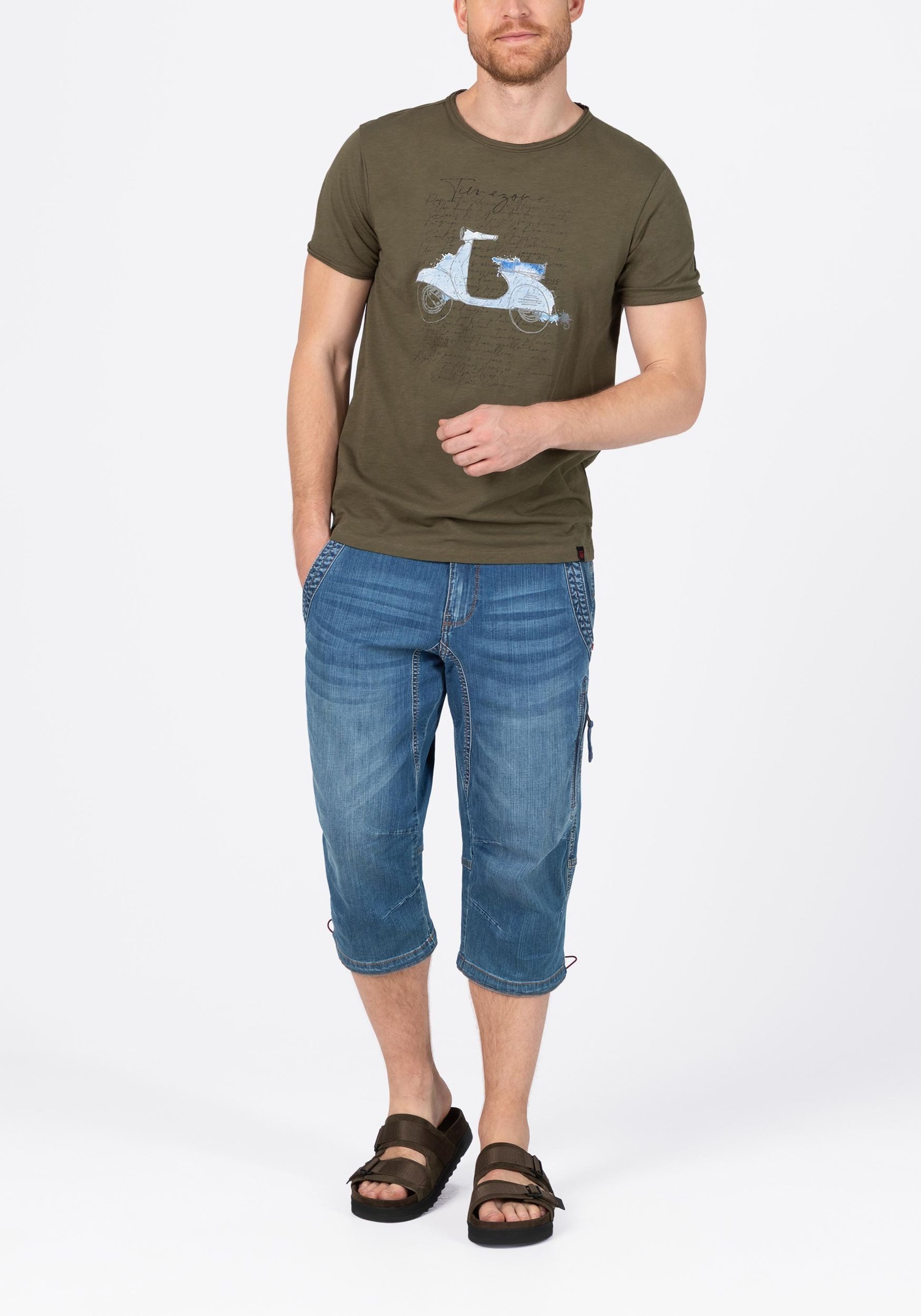 TIMEZONE Jeansshorts Jeans mit geradem Bein und Kontrast Nähten Regular ConnorTZ 3/4