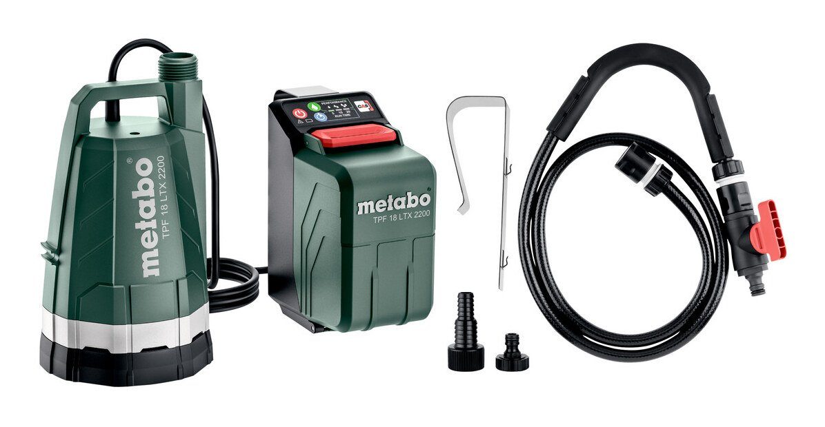 metabo Akku-Gartenpumpe TPF 18 LTX 2200, Tauch- und Regenfasspumpe Ohne Akku