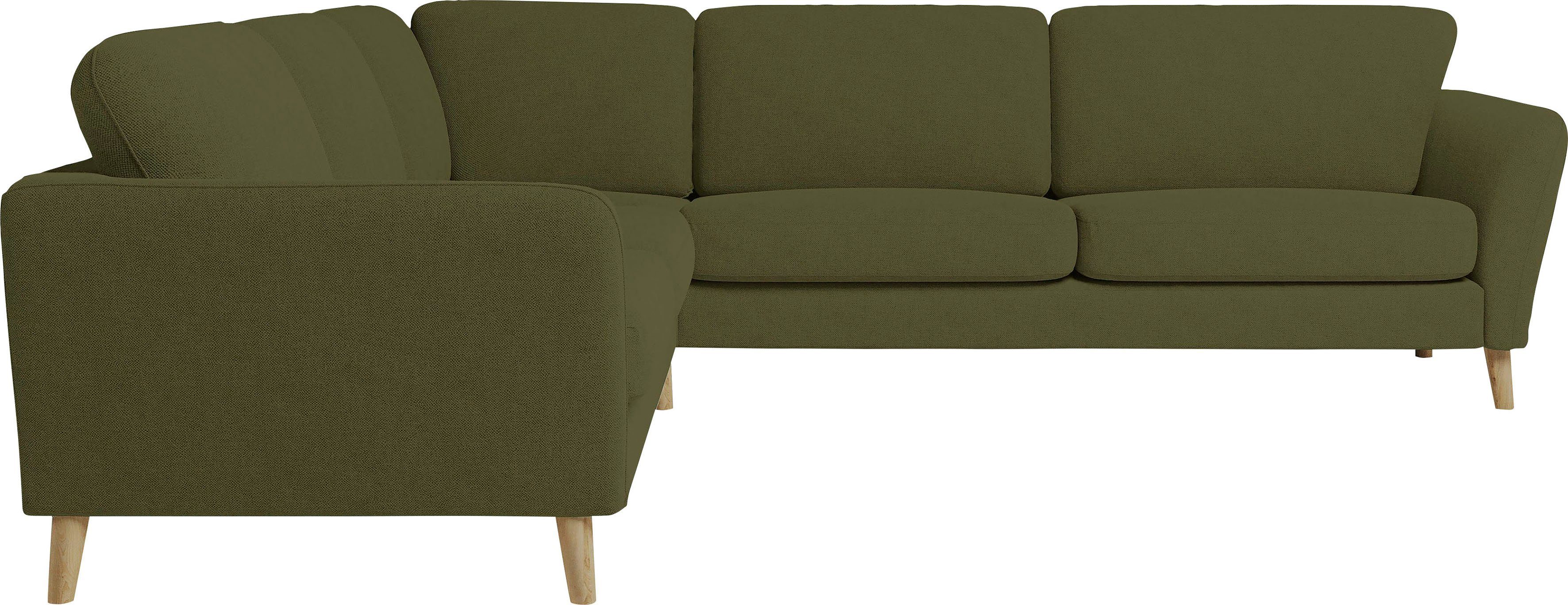 Home affaire Ecksofa MARSEILLE 278/278 cm, L-Form, gleichschenklig, aus Eiche-Massivholz Beinen, verschiedene Bezüge