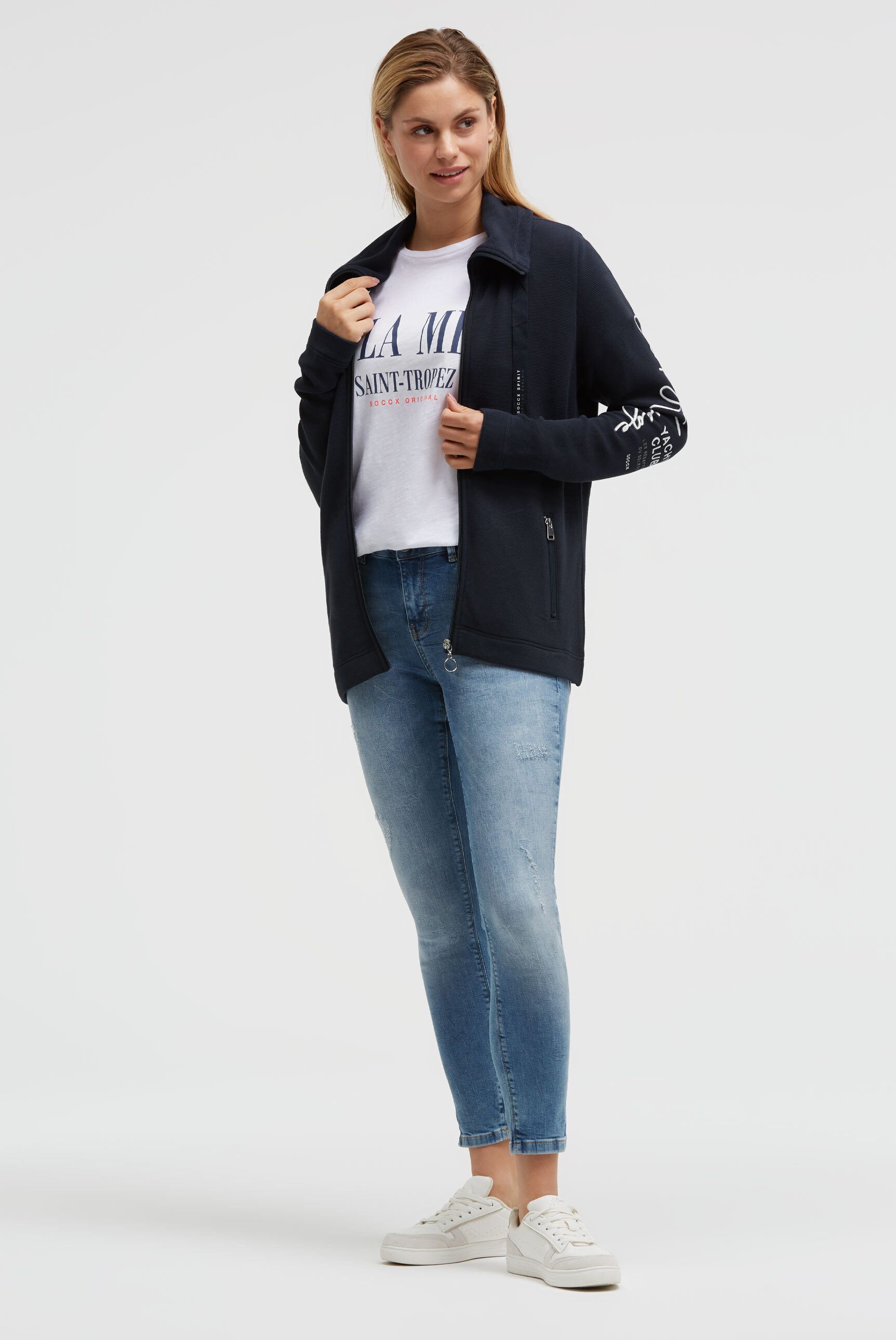 SOCCX Sweatjacke mit Reißverschlusstaschen