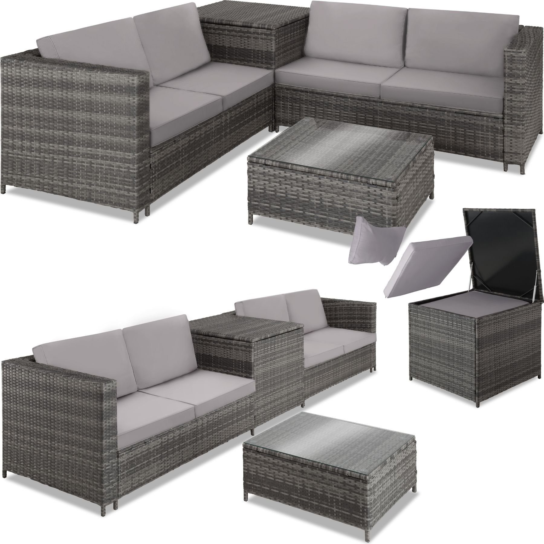 tectake Loungeset Siena, (Set, 5-tlg), individuell kombinierbar