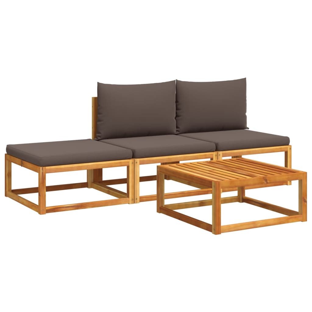 Gartenlounge-Set 4-tlg. Gartensofa-Set mit Kissen Holz & Rattan