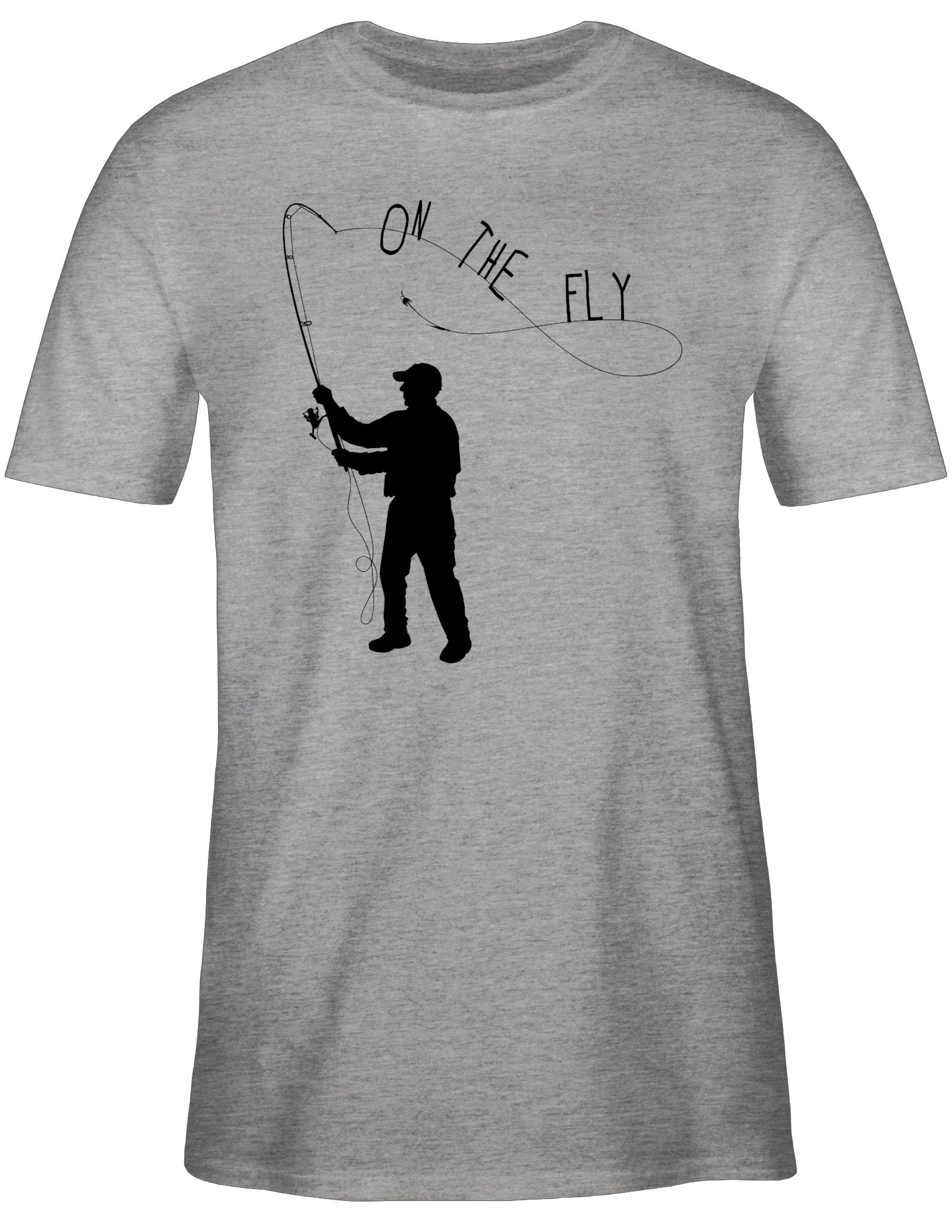 Geschenke Grau Shirtracer Angler - Fishing T-Shirt the 3 On meliert Fly