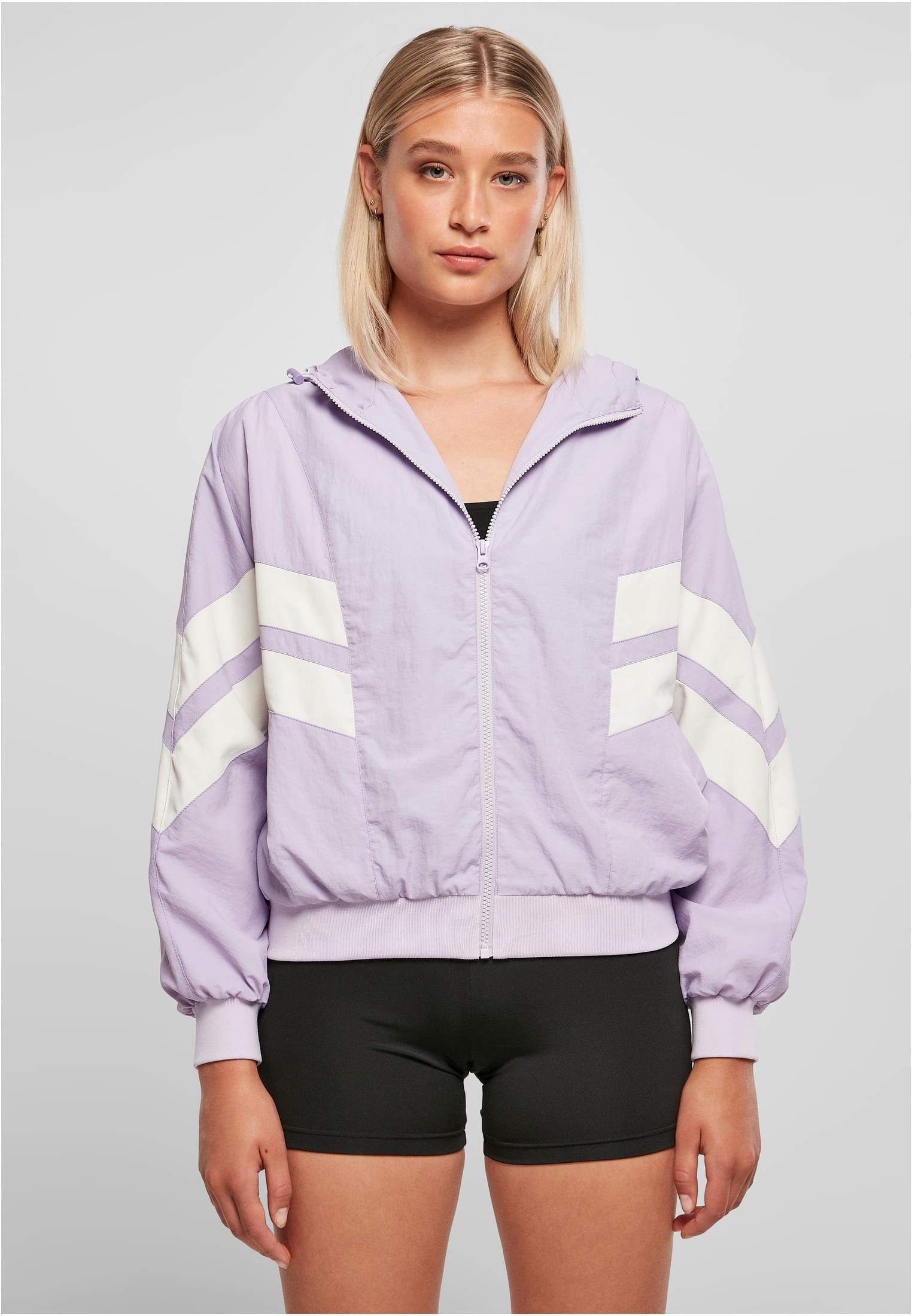 URBAN CLASSICS Outdoorjacke Ladies Crinkle Jacket Damen Batwing (1-St) lilac/whitesand