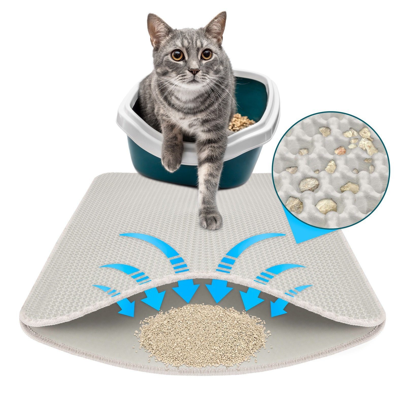 Thumbnail - Karat Katzentoilette Katzenstreumatte Charly, Doppelschichtiges Waben-Design, Verschiedene Farben
