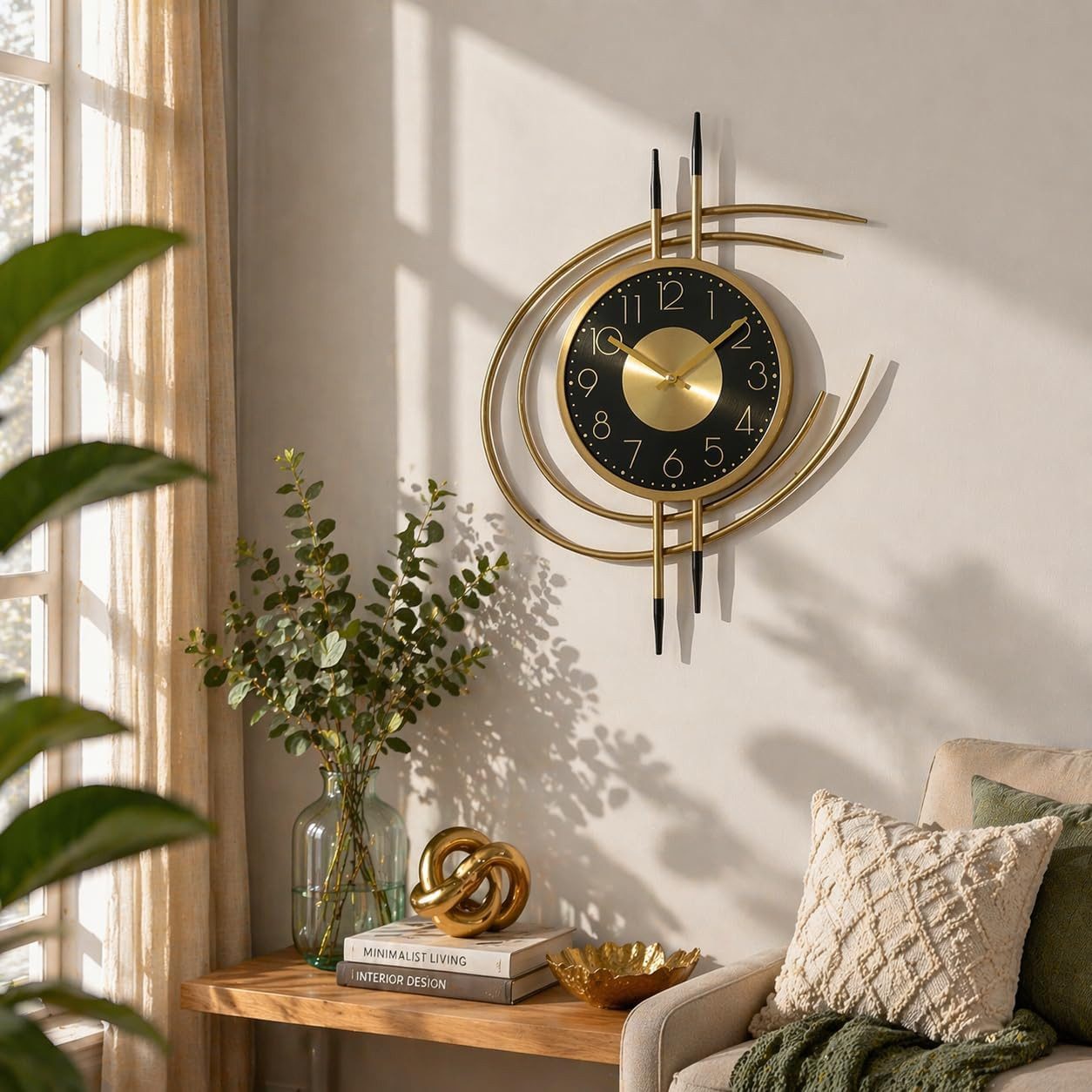 K&L Wall Art Wanduhr Designer Metalluhr modern Gold Optik Aluminium Wanduhr ohne Ticken (leises Quarz Uhrwerk)
