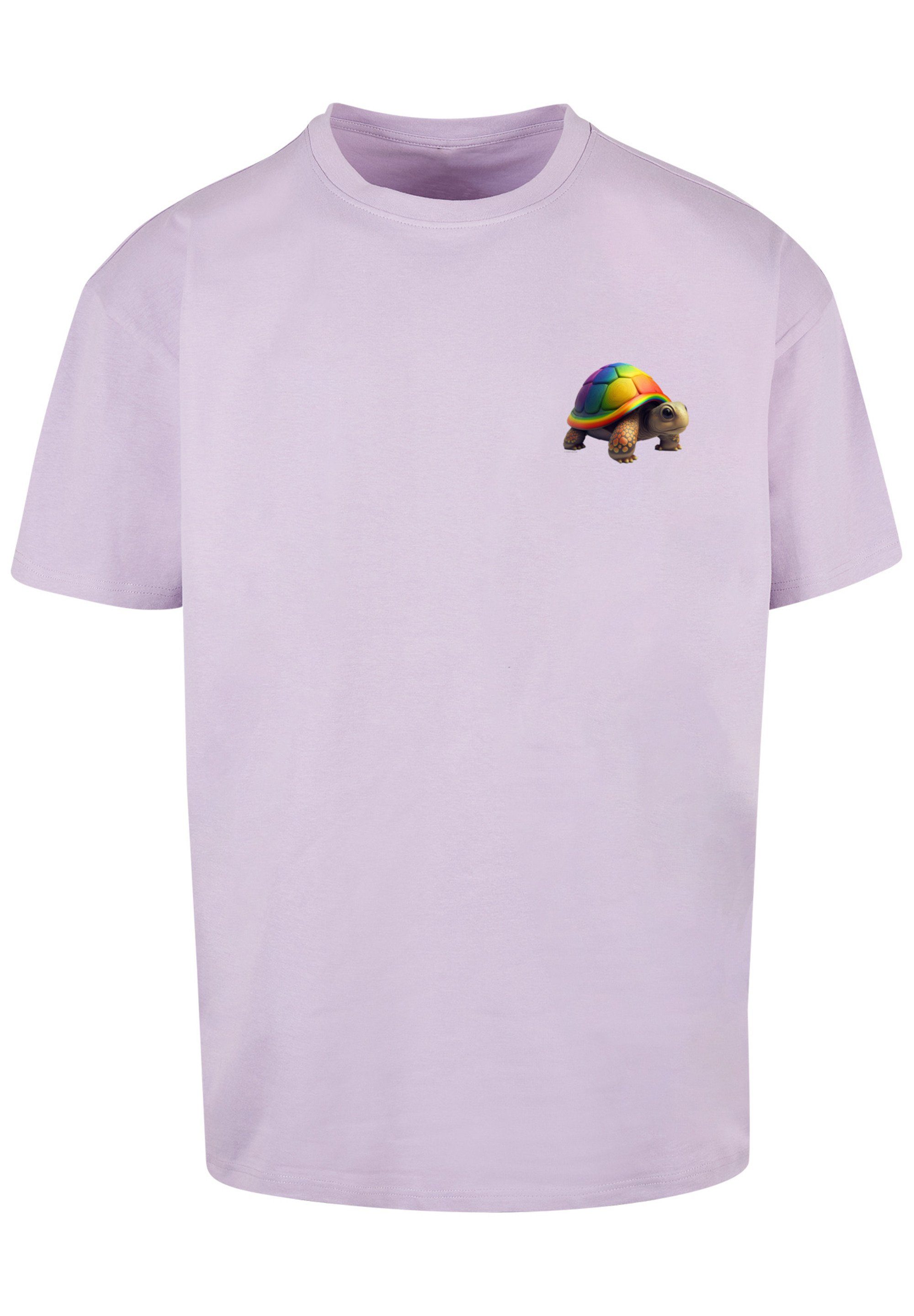 T-Shirt TEE Turtle F4NT4STIC Rainbow Print OVERSIZE lilac