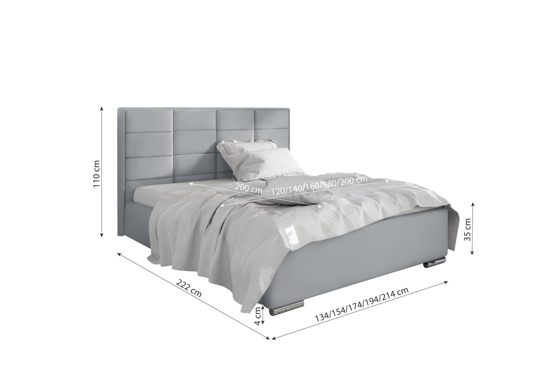 99rooms Polsterbett Zelmira (Schlafzimmerbett, Bett), 120/140/160/180/200x200 cm, wahlweise mit Bettkasten, mit Lattenrost