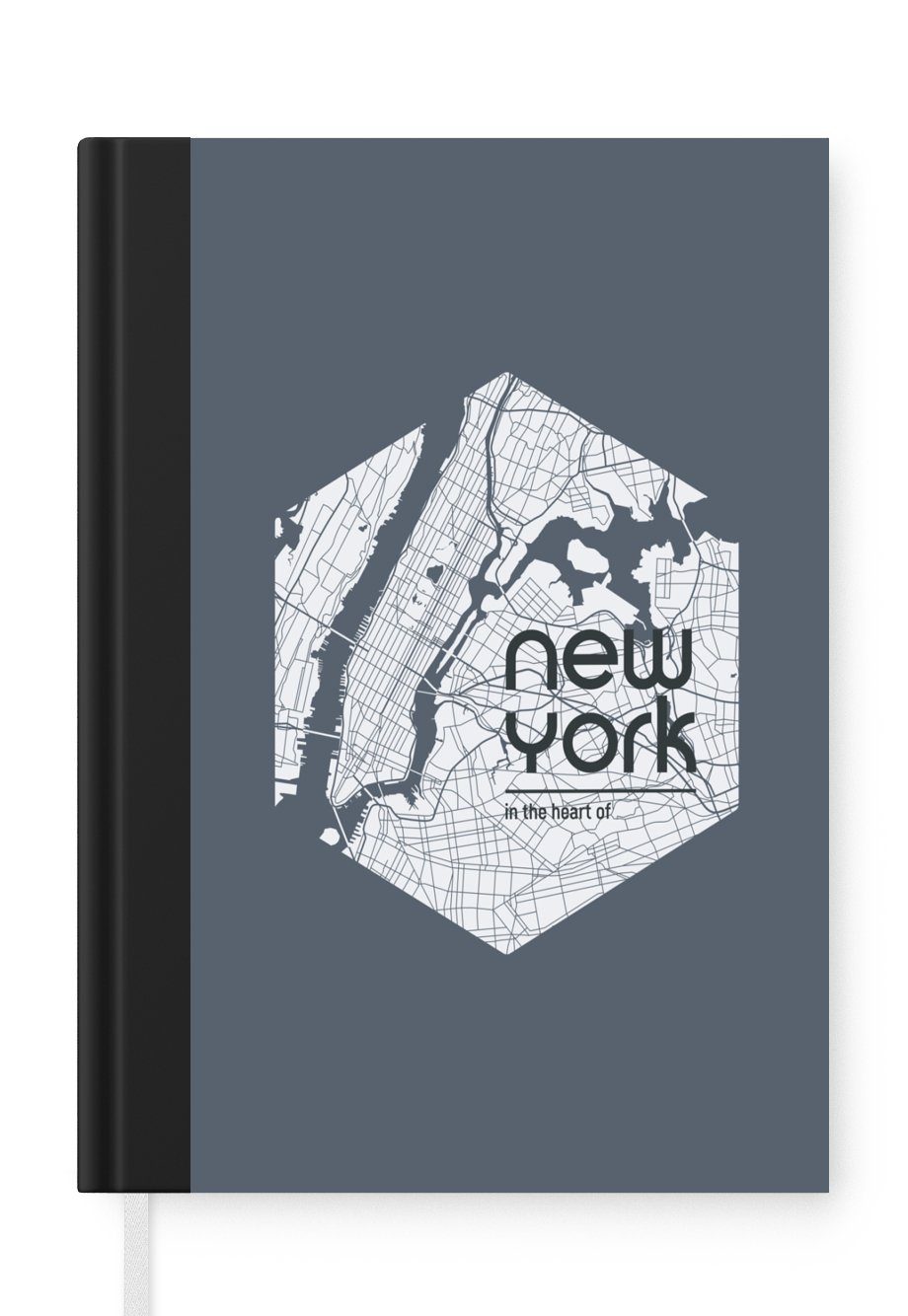 MuchoWow Notizbuch New York - Karte - Fluss, Journal, Merkzettel, Tagebuch, Notizheft, A5, 98 Seiten, Haushaltsbuch