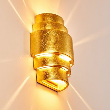 hofstein Wandleuchte »Borore« Wandlampe aus Keramik in Gold, ohne Leuchtmittel, mit Up & Down-Effekt, 1xE27, Innen mit Blattgold-Effekt