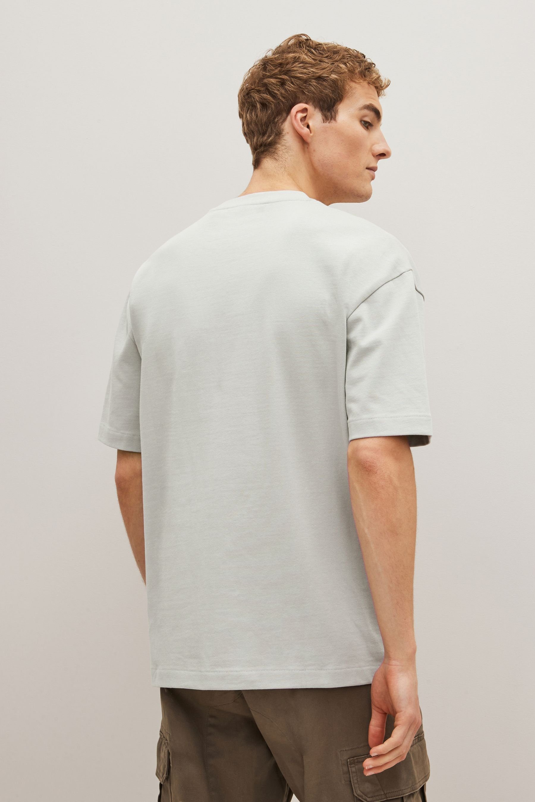 Next T-Shirt T-Shirt aus Stoff Grey Light (1-tlg) schwerem