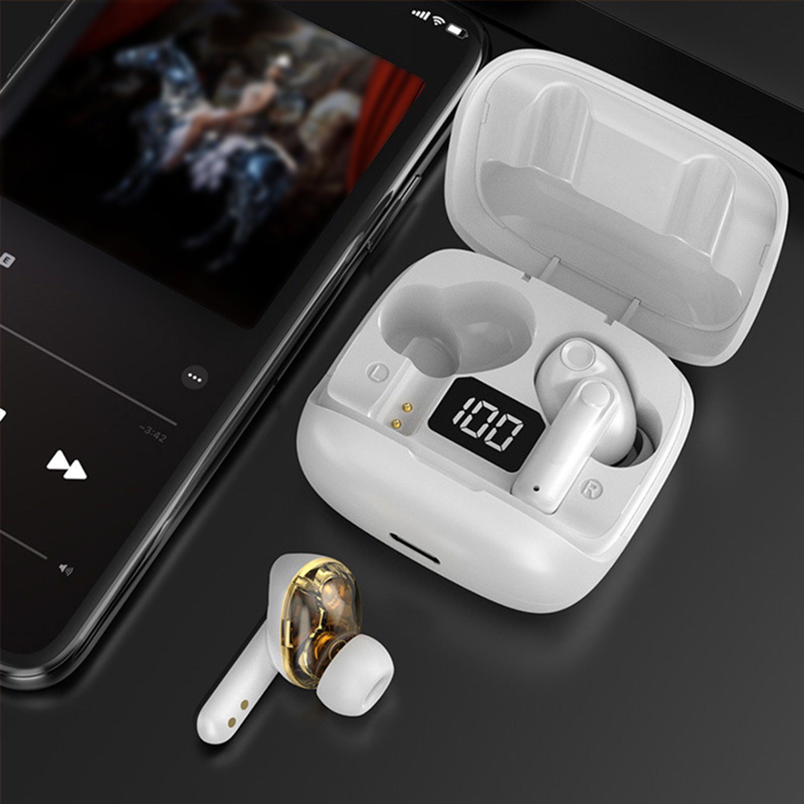 HiFi-Kopfhörer Ear, Bluetooth Sound von In 5.2 Schwarz Adaptive HiFi Kopfhörer (Bluetooth) Rutaqian