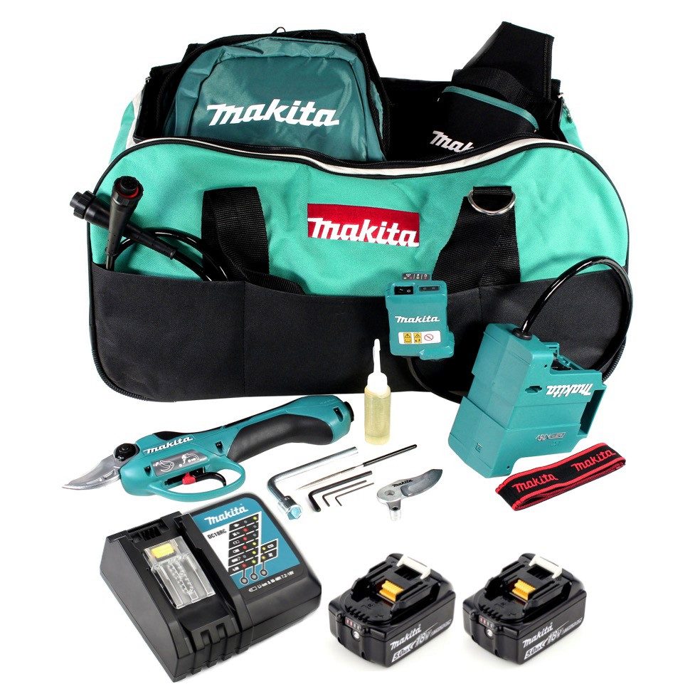 Makita Akku-Astschere DUP 361 RT Akku Rebschere Astschere 36 V (2x 18 V) + 2x Akku 5,0 Ah