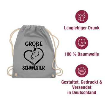 Turnbeutel Große Schwester mit Pferd und Herz - schwarz - Schwester und Tante Geschenk - Turnbeutel, Familie Geschenke