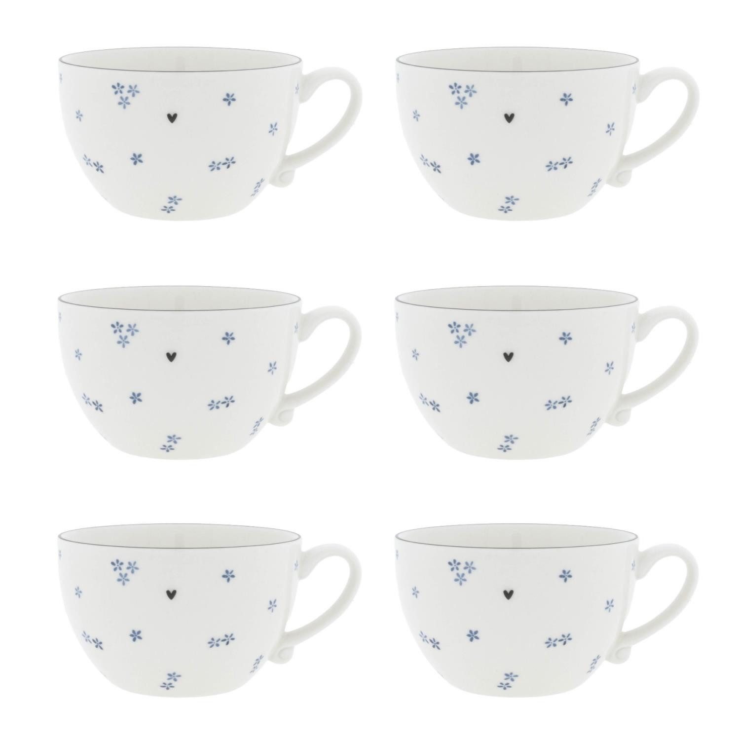Bastion Collections Tasse Iris Blue, Keramik, Spülmaschinengeeignet, Weiß, Motiv: Daisies