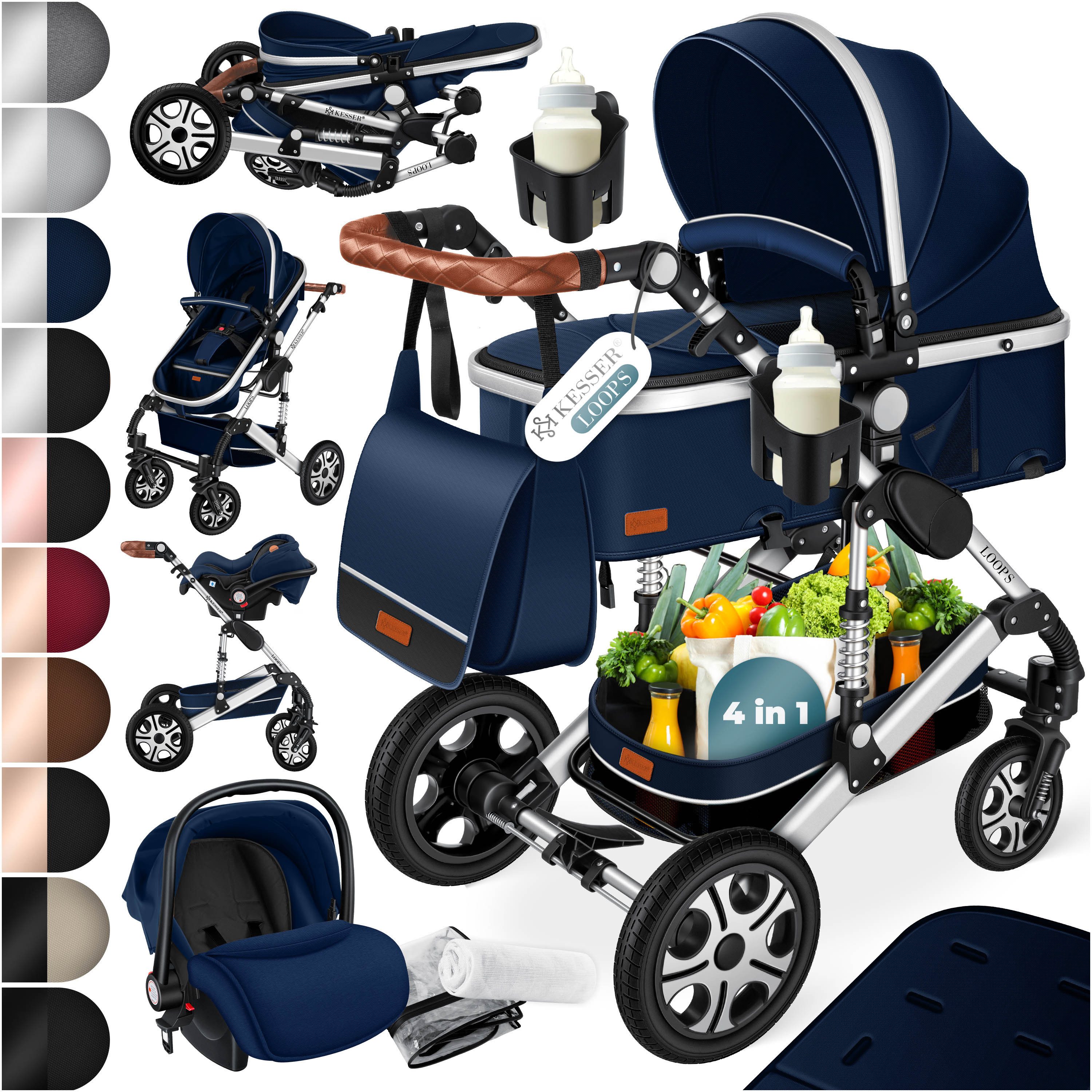 KESSER Kombi-Kinderwagen, Loops 4in1 Komplettset auch als Buggy für Kinder bis 4 Jahre