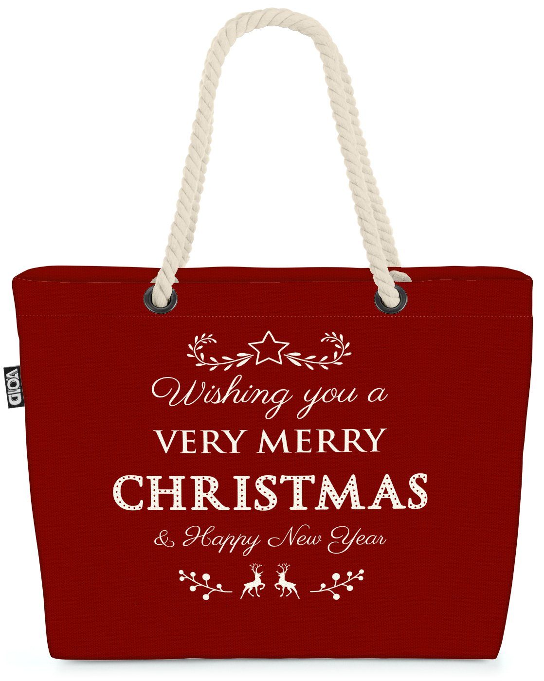 VOID Strandtasche (1-tlg), Very Merry Christmas Year Beach Bag Merry Christmas Happy New Year Silvester We