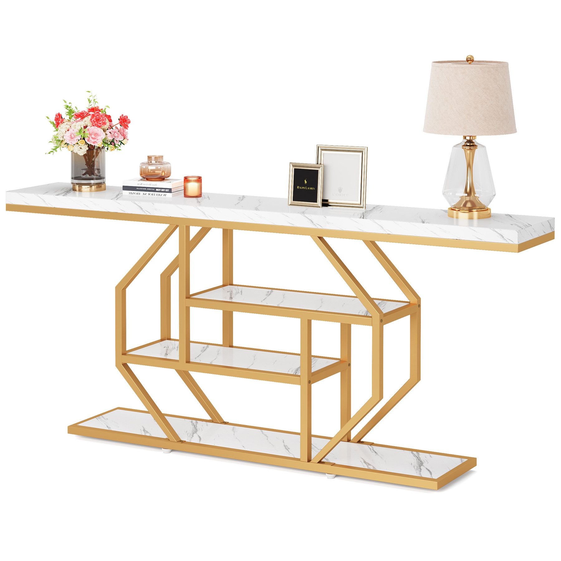 Tribesigns Konsolentisch 180cm Langer Sofatisch, Moderner Goldener Eingangs günstig online kaufen