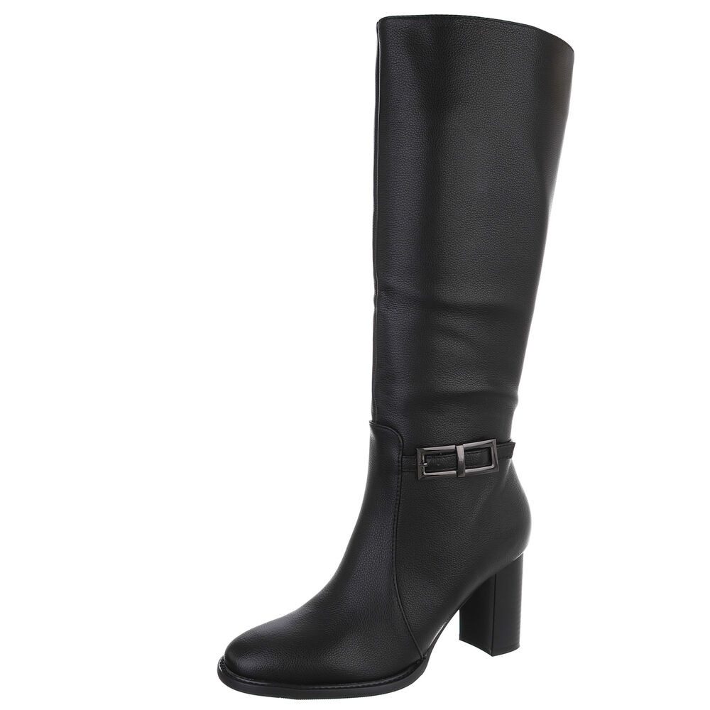 Ital-Design Elegante Damenstiefel mit Blockabsatz und Schnalle High-Heel-St günstig online kaufen