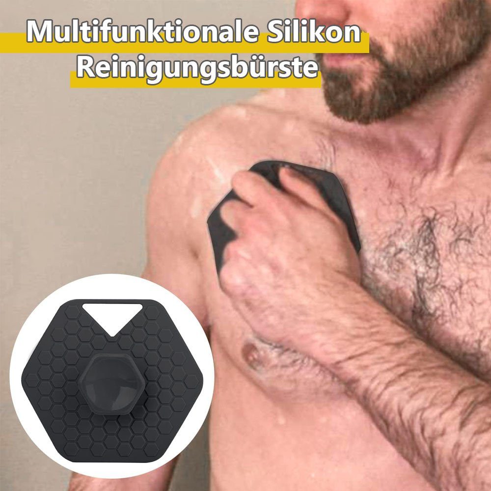 Aufbewahrungshaken Grau mit Silikon-Peeling-Körperschrubber Badebürste TUABUR