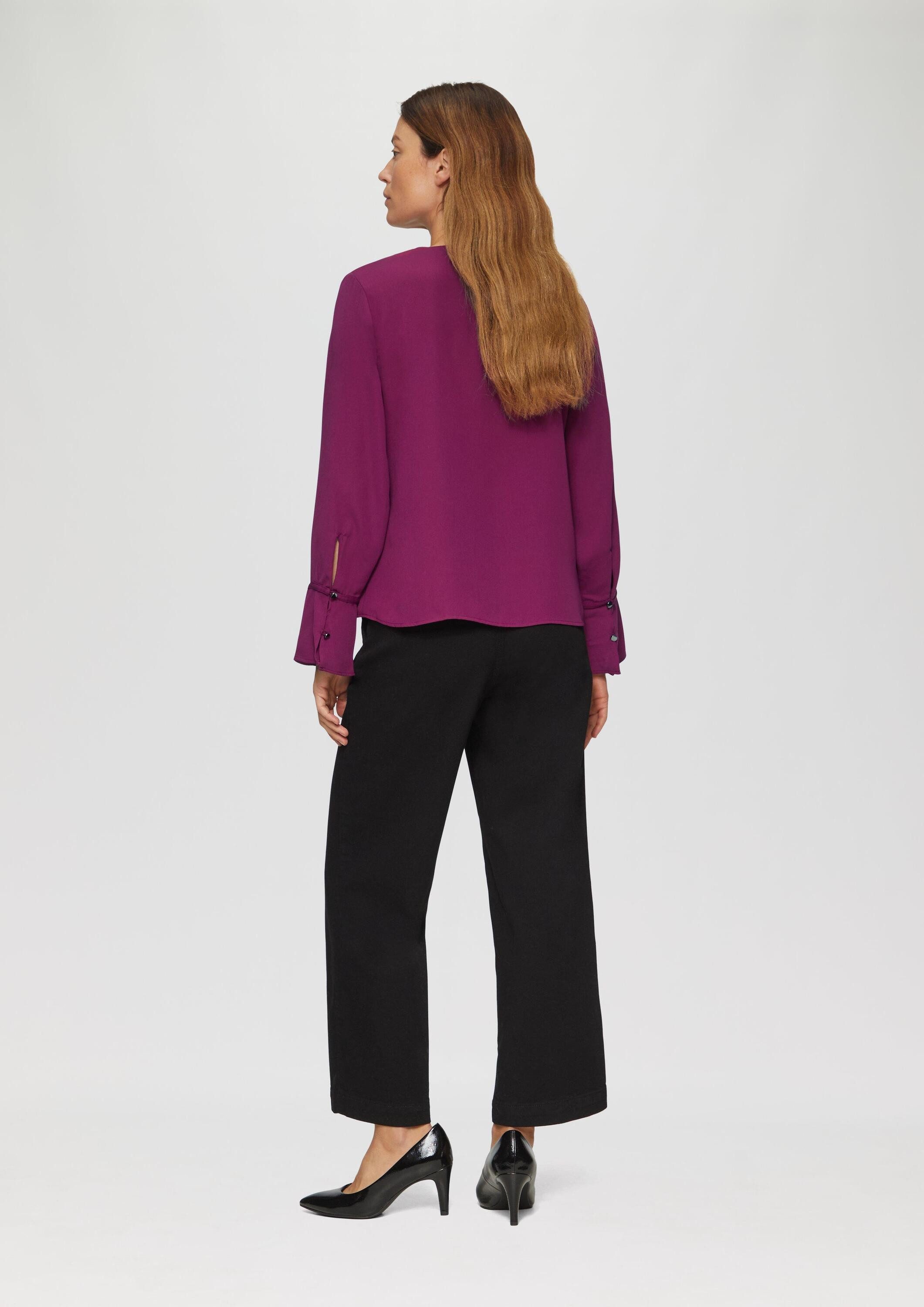 s.Oliver Langarmbluse Bluse Volantbluse mit V-Ausschnitt