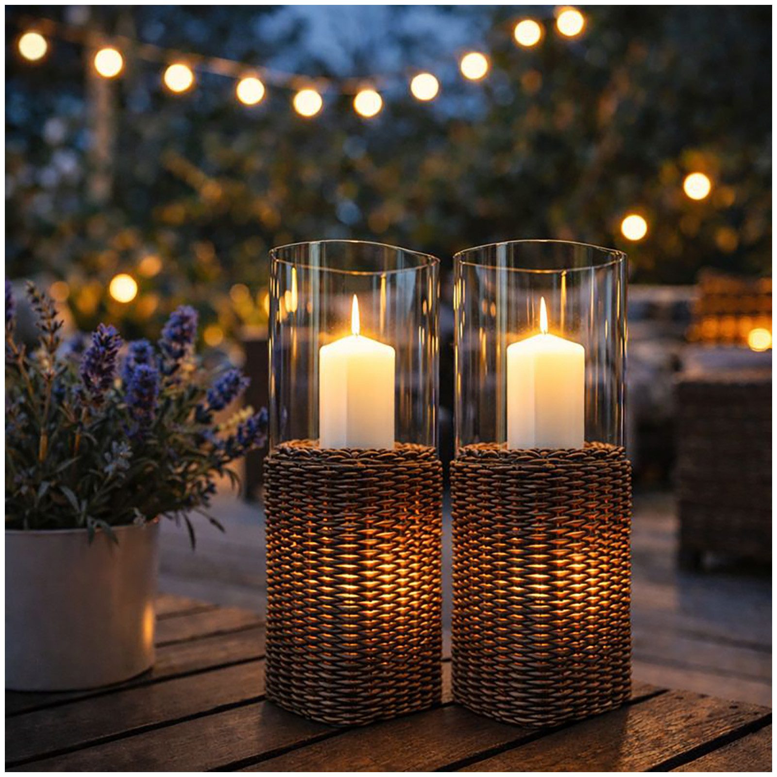 HTI-Living Windlicht Windlicht 2er Set Rattanoptik (Set, 2 St., 2 Windlicht günstig online kaufen