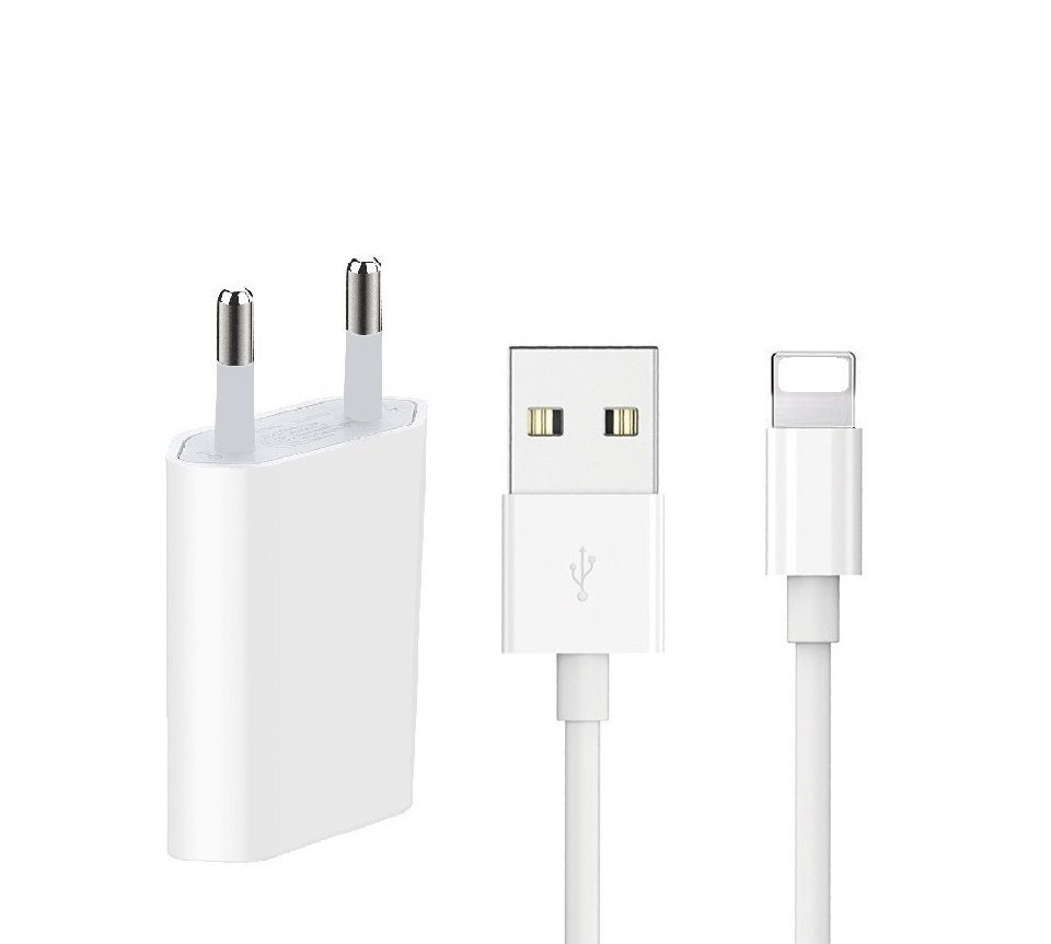 Ventarent Ladeset passt für iPhone 6 7 8 11 12 13 14 X Xs Xr Xs Max Mini iPad USB-Ladegerät (500,00 mA, Set, 2-tlg., 1x Adapter USB-A + 1x Ladekabel USB-A auf Lightning, Netzteil 10 Watt)