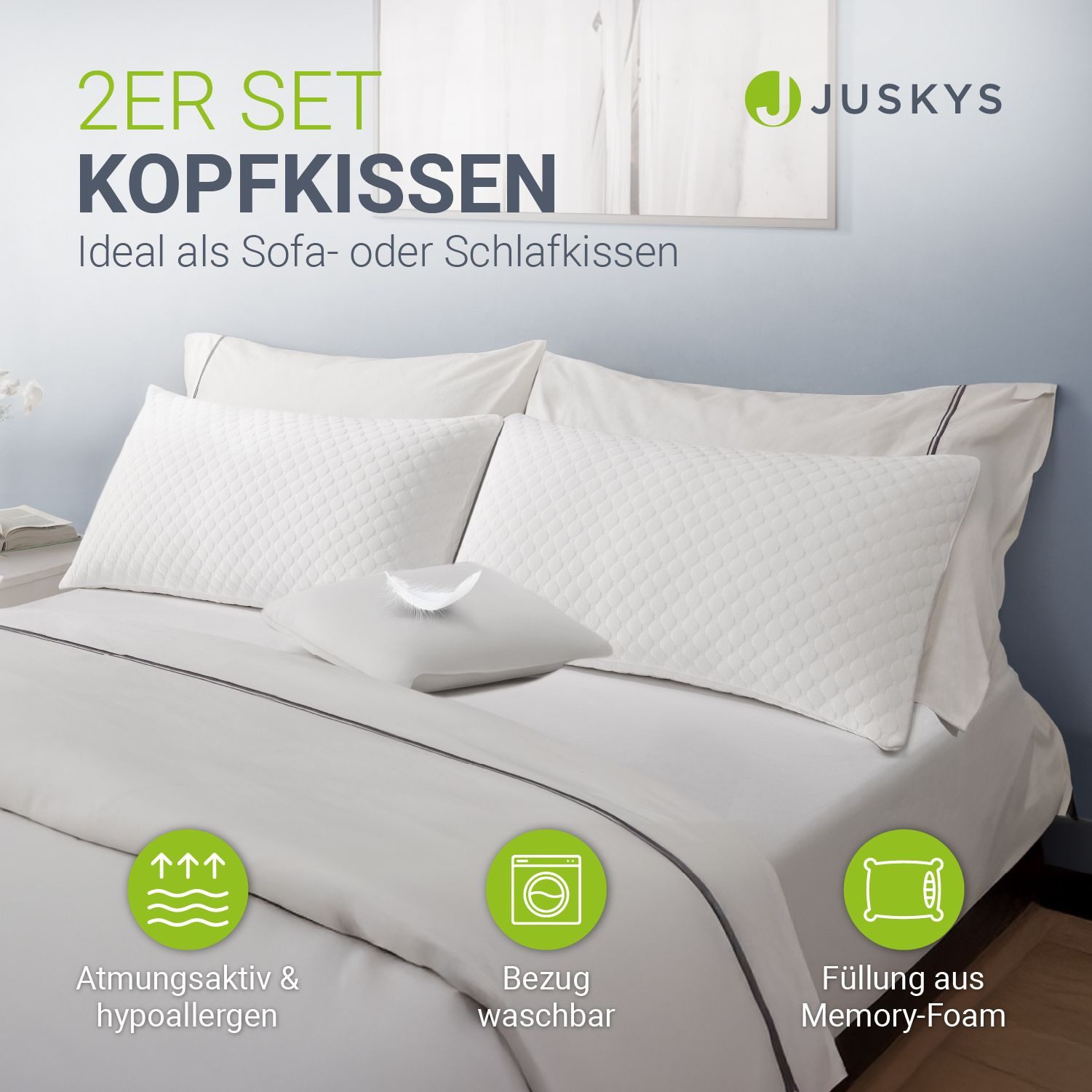 Juskys Kopfkissen, Füllung: 1100 g + 200 g zerkleinerter Memory Schaum, 40x günstig online kaufen