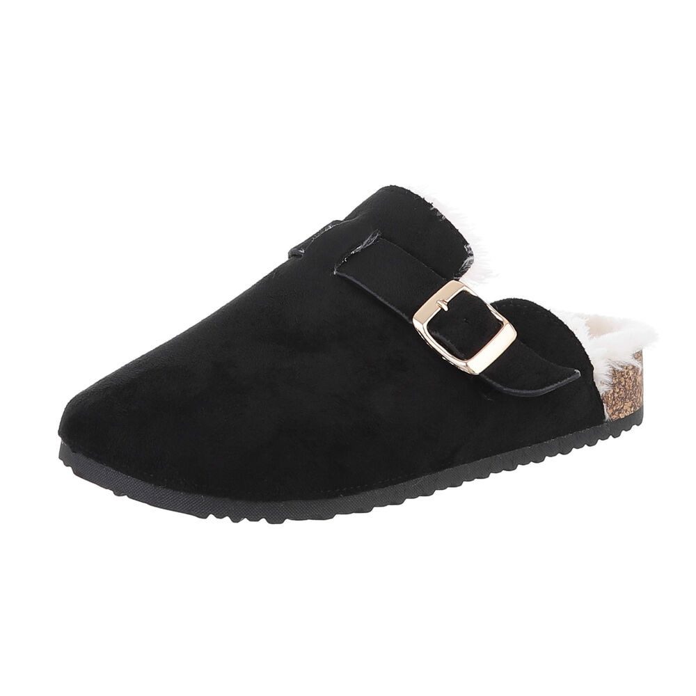 Ital-Design Damen Hausschuhe Freizeit Hausschuh (87417780) Flach Hausschuhe in Schwarz