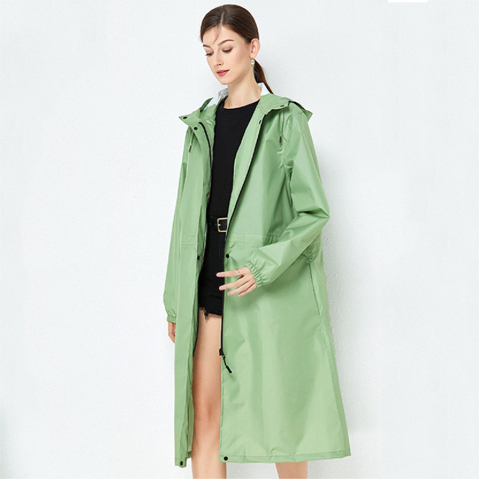 MOPUEA Regenjacke Lange Regenjacke Wasserdicht Winddicht Leicht Faltbar Outdoor Jacke (Regenjacke für Alltag, Reisen und wechselhaftes Wetter, Leicht faltbar, s – Bild 2 von 4