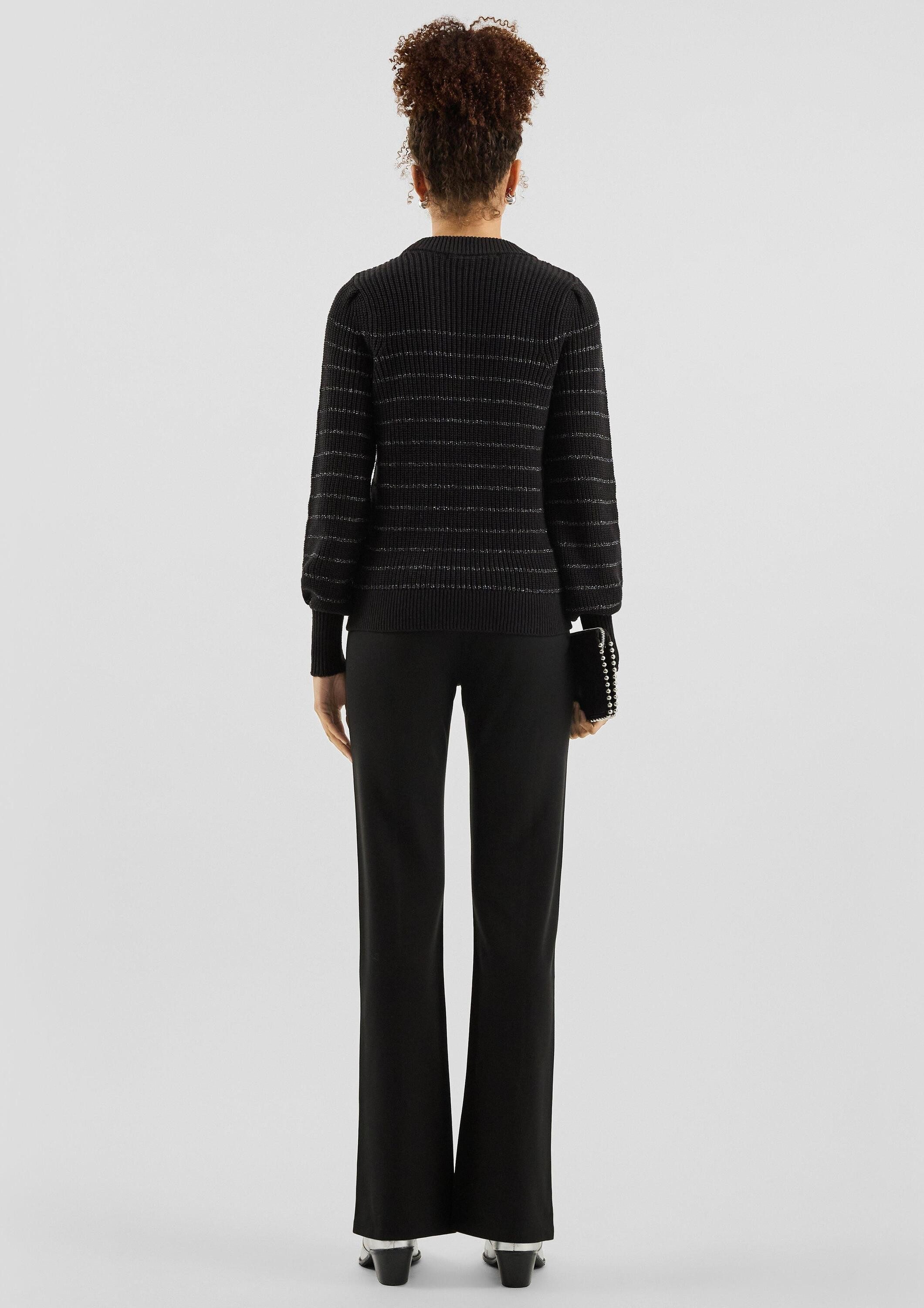 QS Longpullover Strickpullover Pullover mit Glitzergarnstreifen