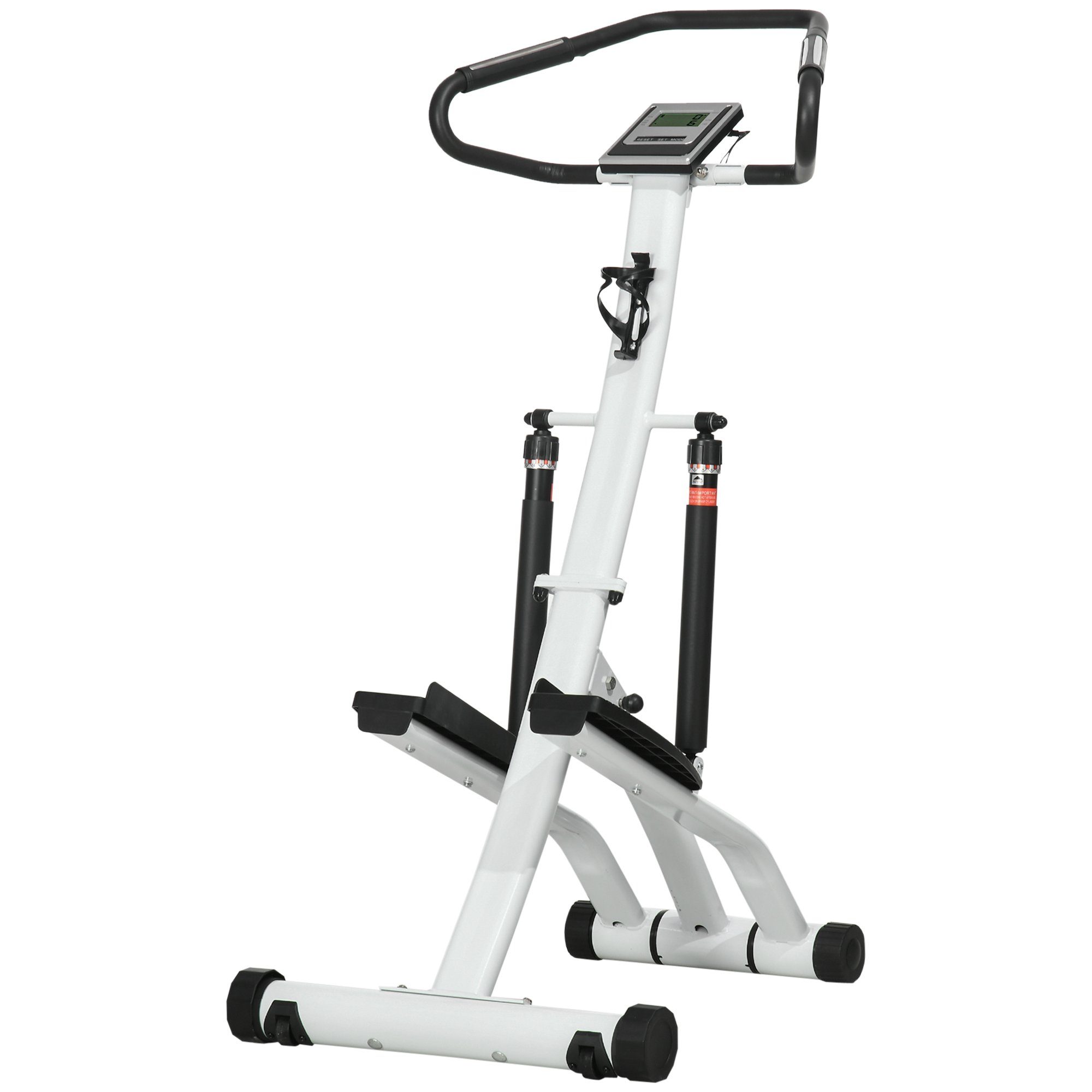 SPORTNOW Stepper mit Handgriff, Fitness Heimtrainer mit LCD-Bildschirm Schwarz+Silber (Set, 1-tlg., Heimtrainer mit 12 Widerstandsstufen für Zuhause), 80L x 61B x 134H cm