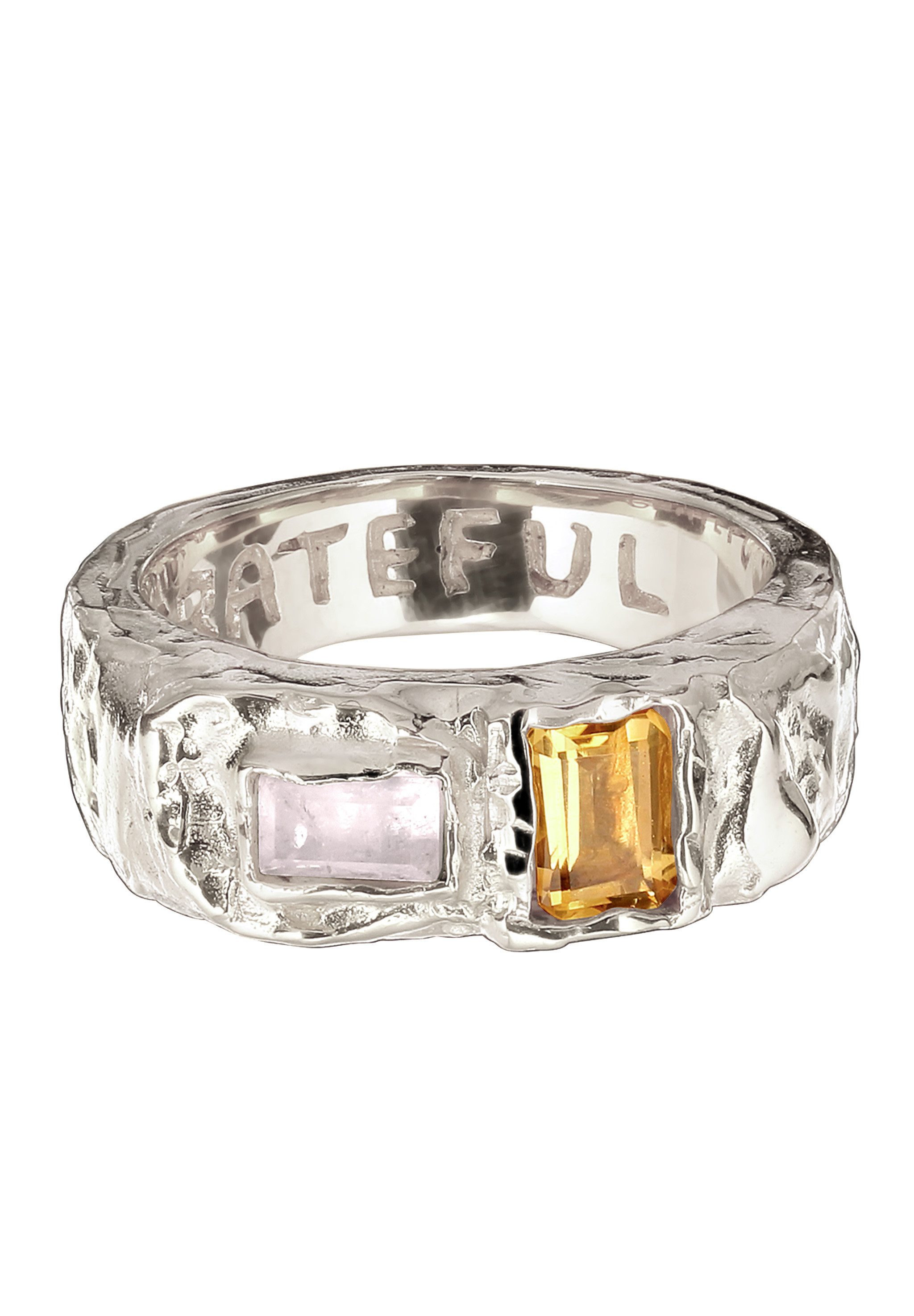 HAZE & GLORY Siegelring Siegelring Quarz Rosa 925 Sterling Silber