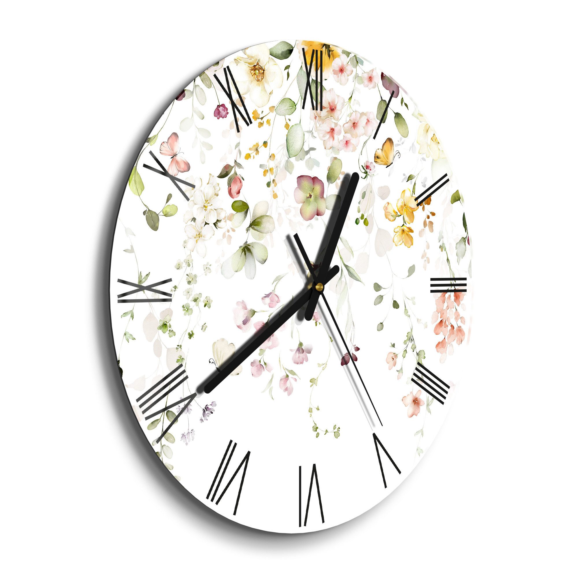 DEQORI Wanduhr 'Zarte Blütenpracht' (Glas Glasuhr günstig online kaufen