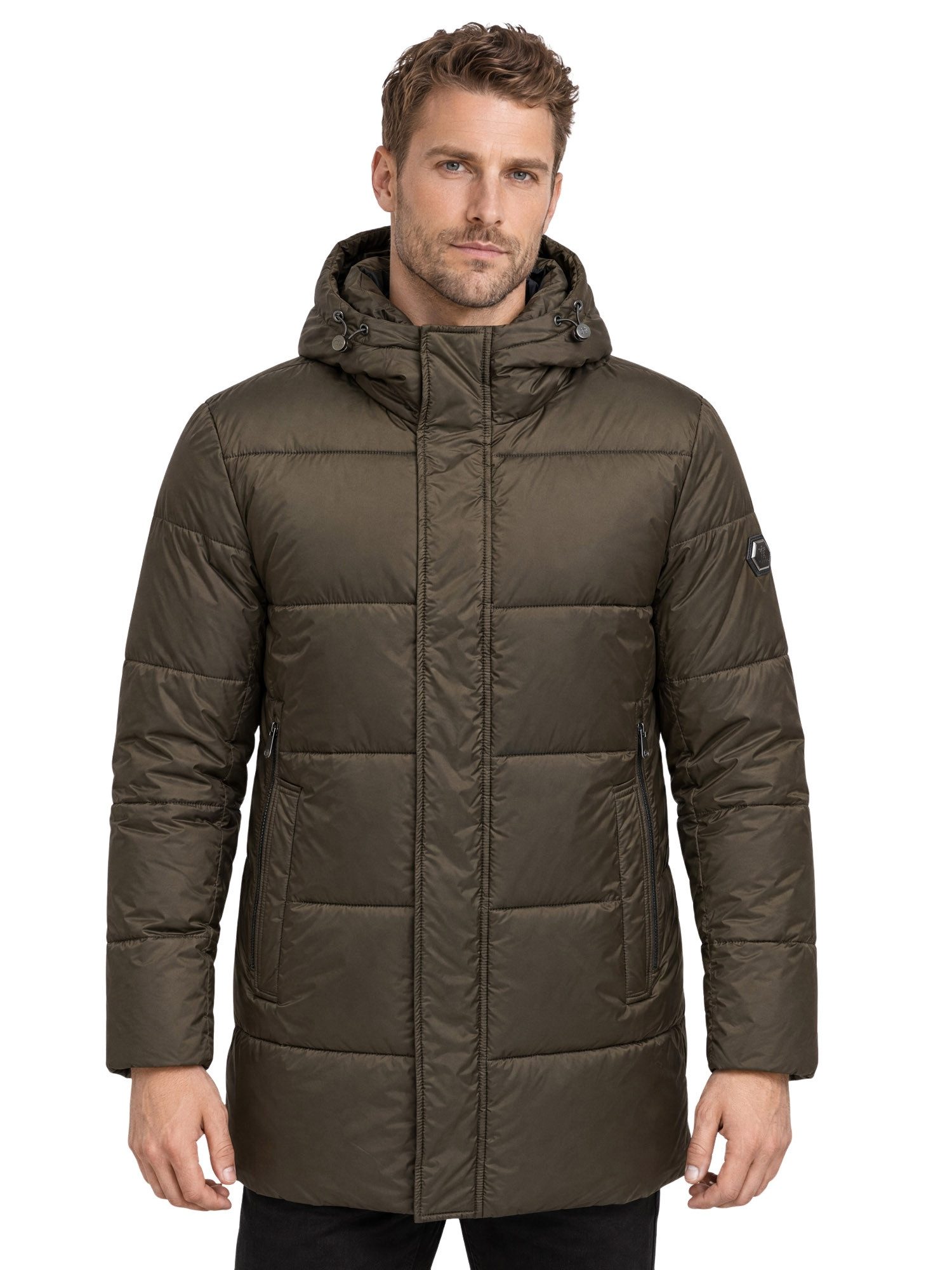 Tazzio Winterjacke A811 Lange gefütterte Steppjacke mit Kapuze, Windleiste und Innentasche