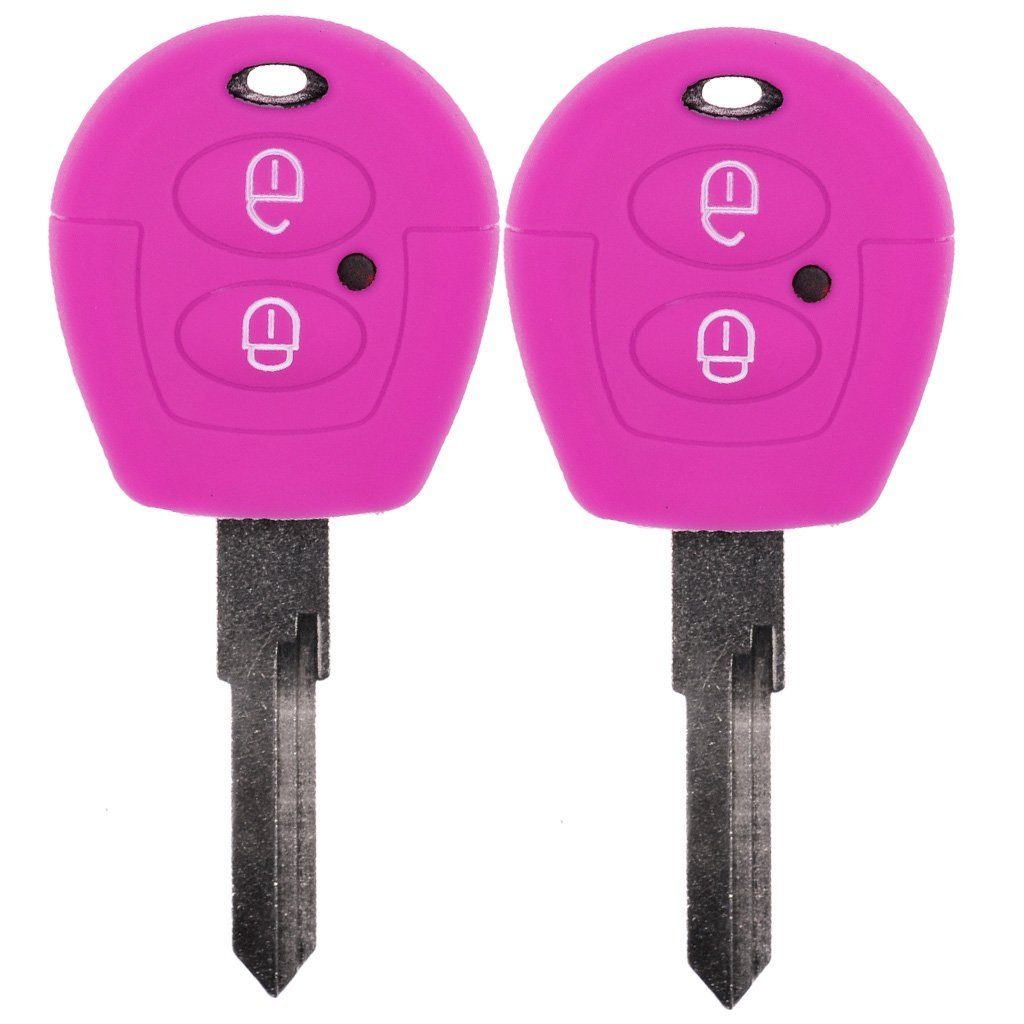 mt-key Schlüsseltasche 2x Autoschlüssel Silikon Schutzhülle im 2er-Set, für VW SEAT Skoda T4 Fox Sharan Polo Cordoba 2 Tasten Fernbedienung Pink